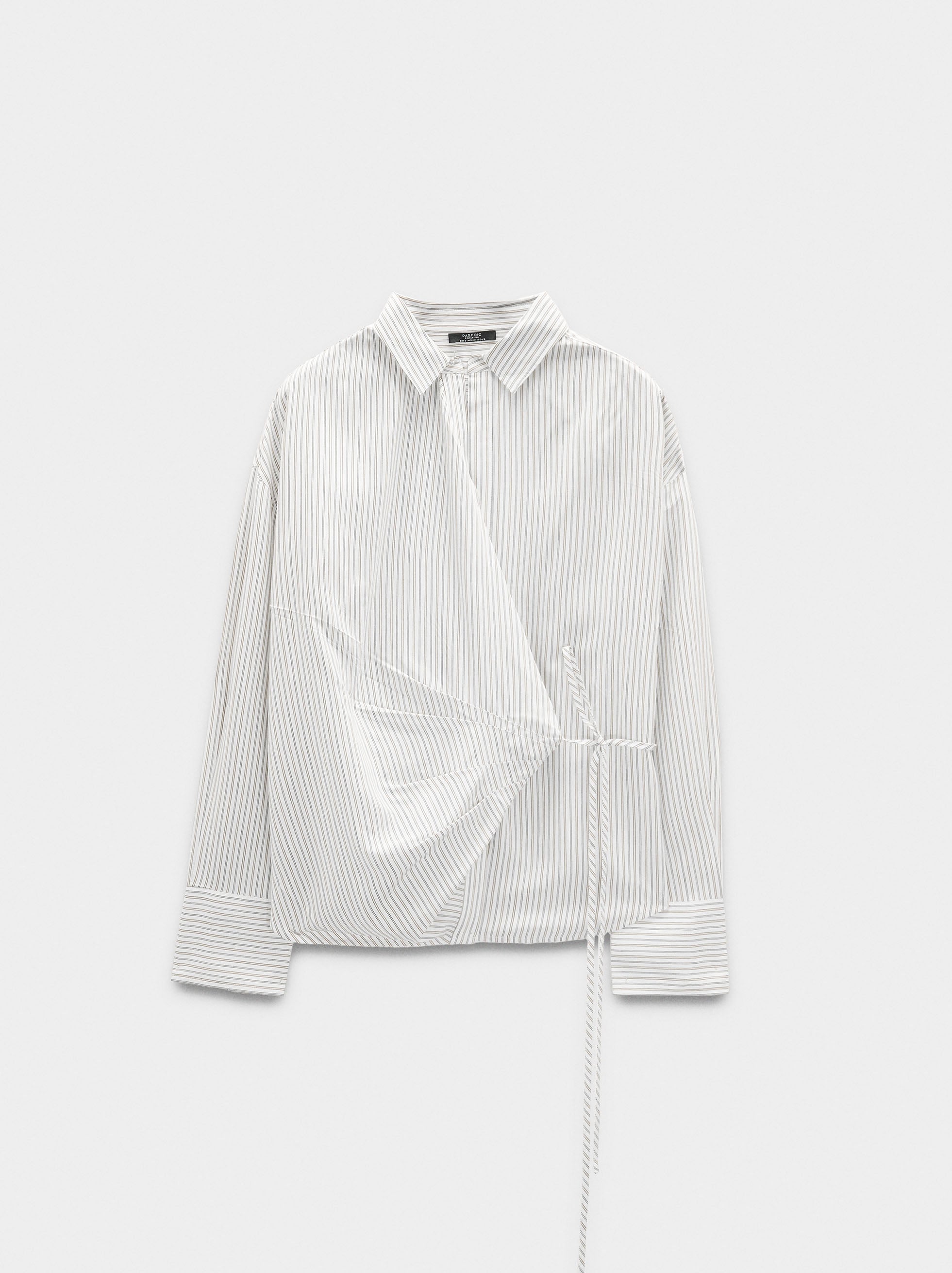 Camisa A Rayas Con Cruzado Y Drapeado