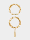 Set De Pulseras Con Cuentas Metálicas