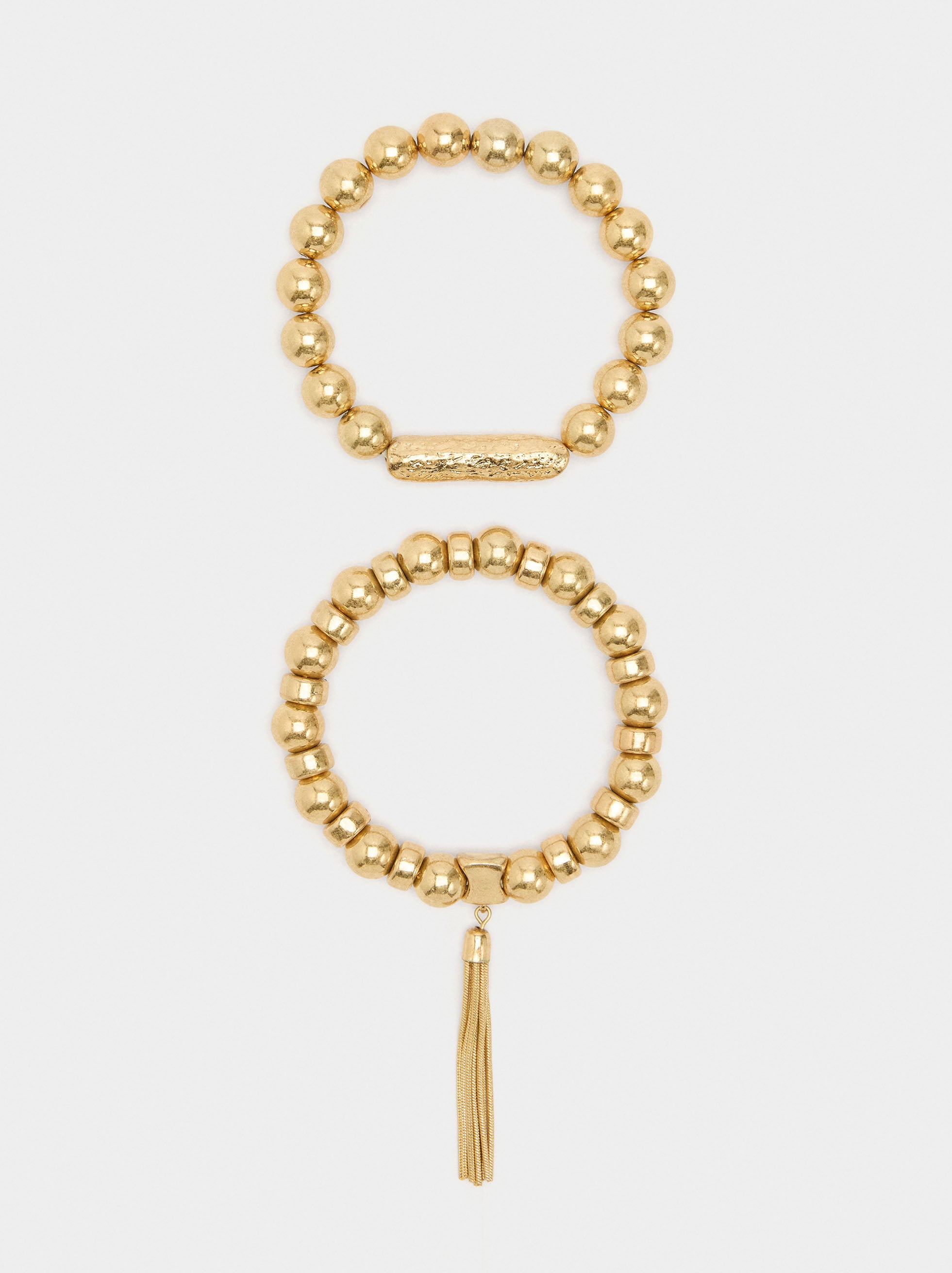 Set De Pulseras Con Cuentas Metálicas