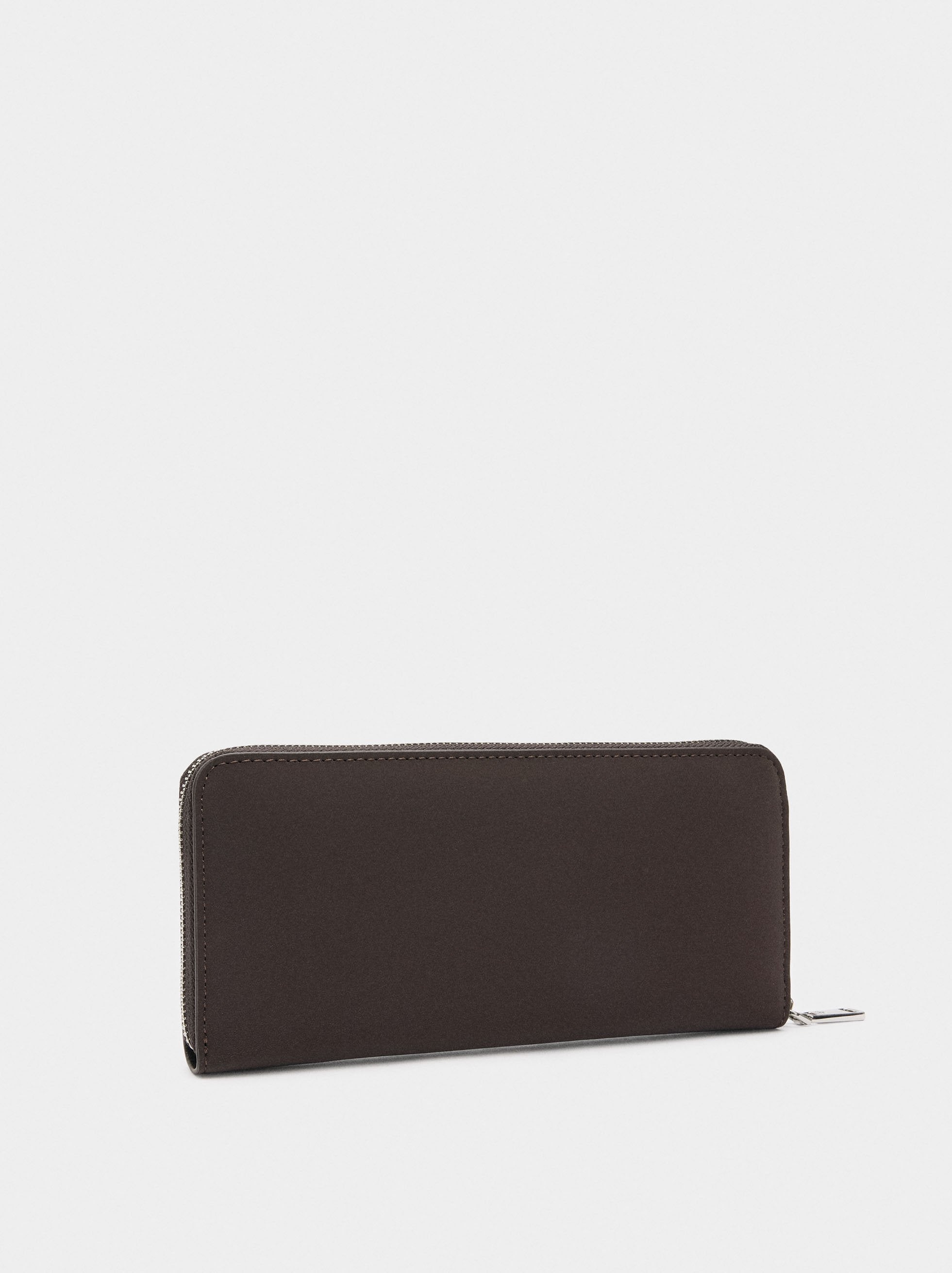 Cartera De Textura Suave Con Cremallera