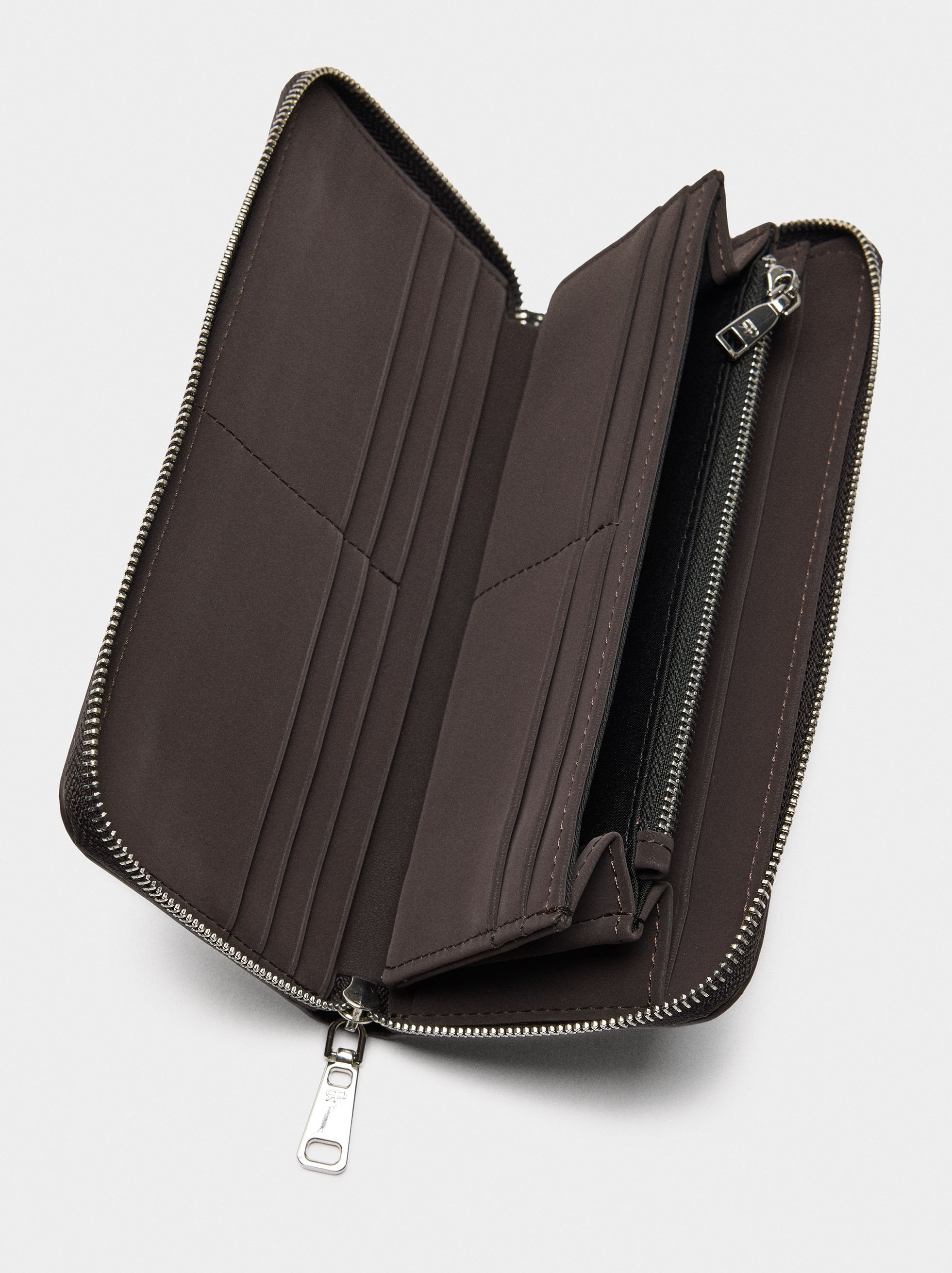 Cartera De Textura Suave Con Cremallera