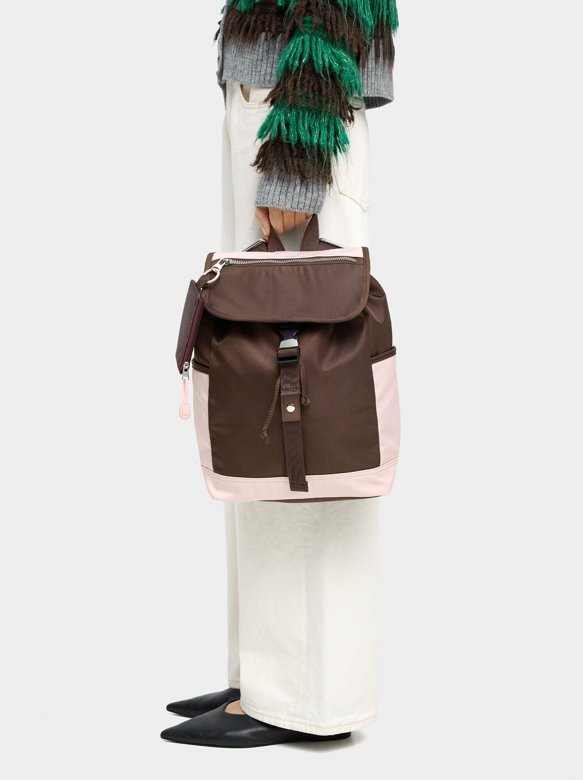 Mochila Color Block Con Nylon