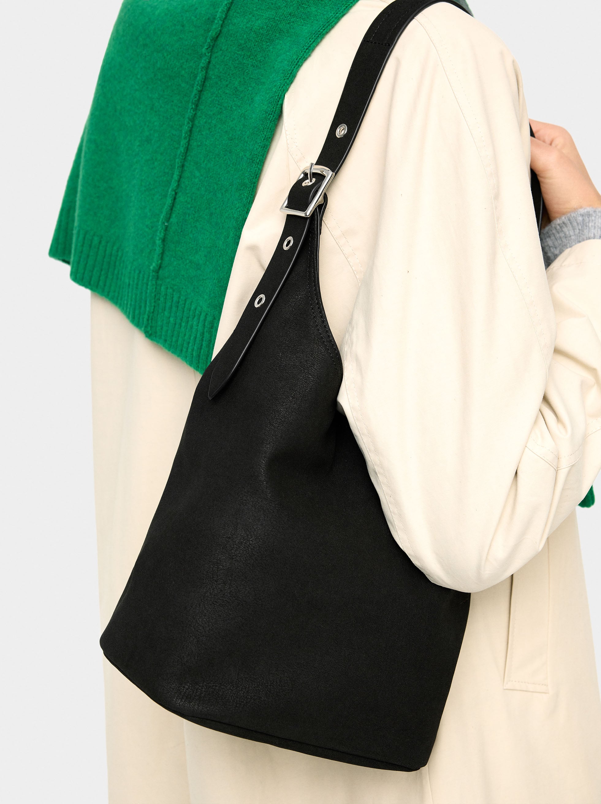 Bolso De Hombro Efecto Piel