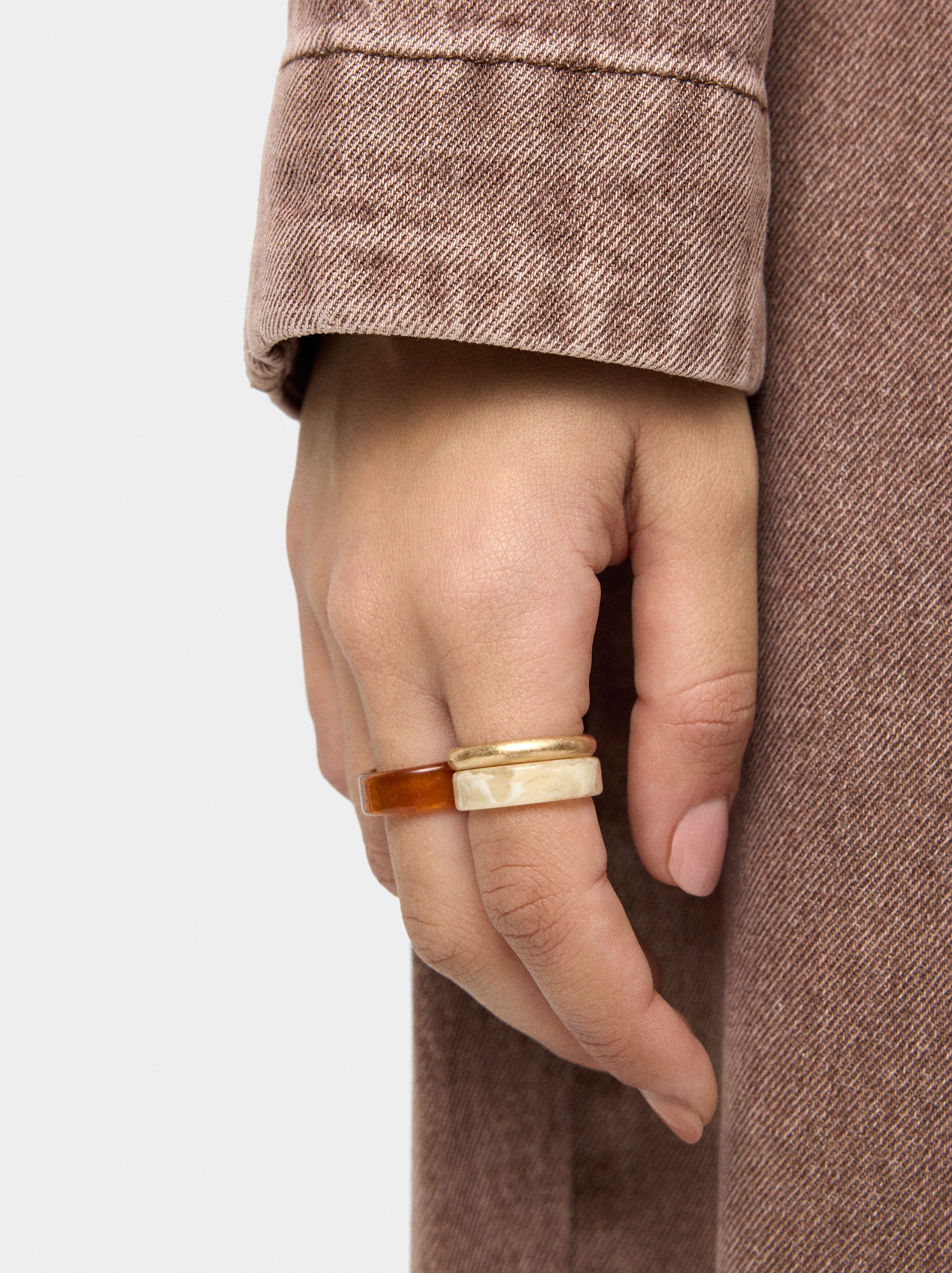 Set De Anillos Efecto Piedra