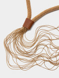 Collar Largo Tubular Con Flecos