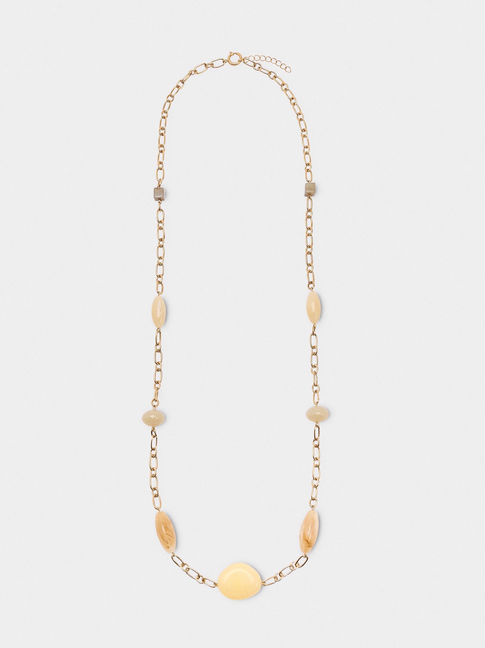 Collar Con Eslabones Y Abalorios Efecto Piedra