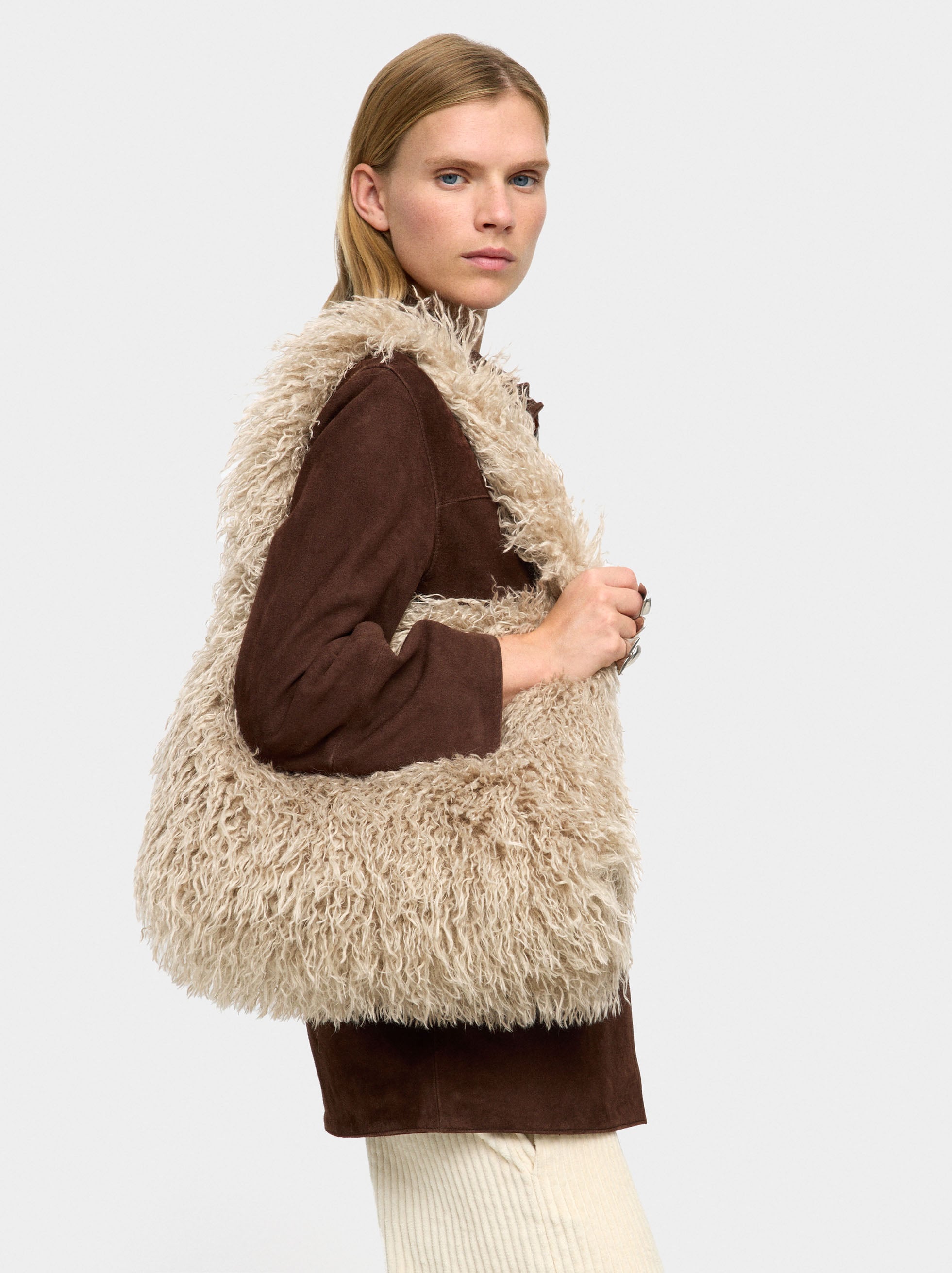 Bolso De Hombro Efecto Pelo