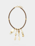 Collar Con Cordón Con Colgantes Efecto Piedra