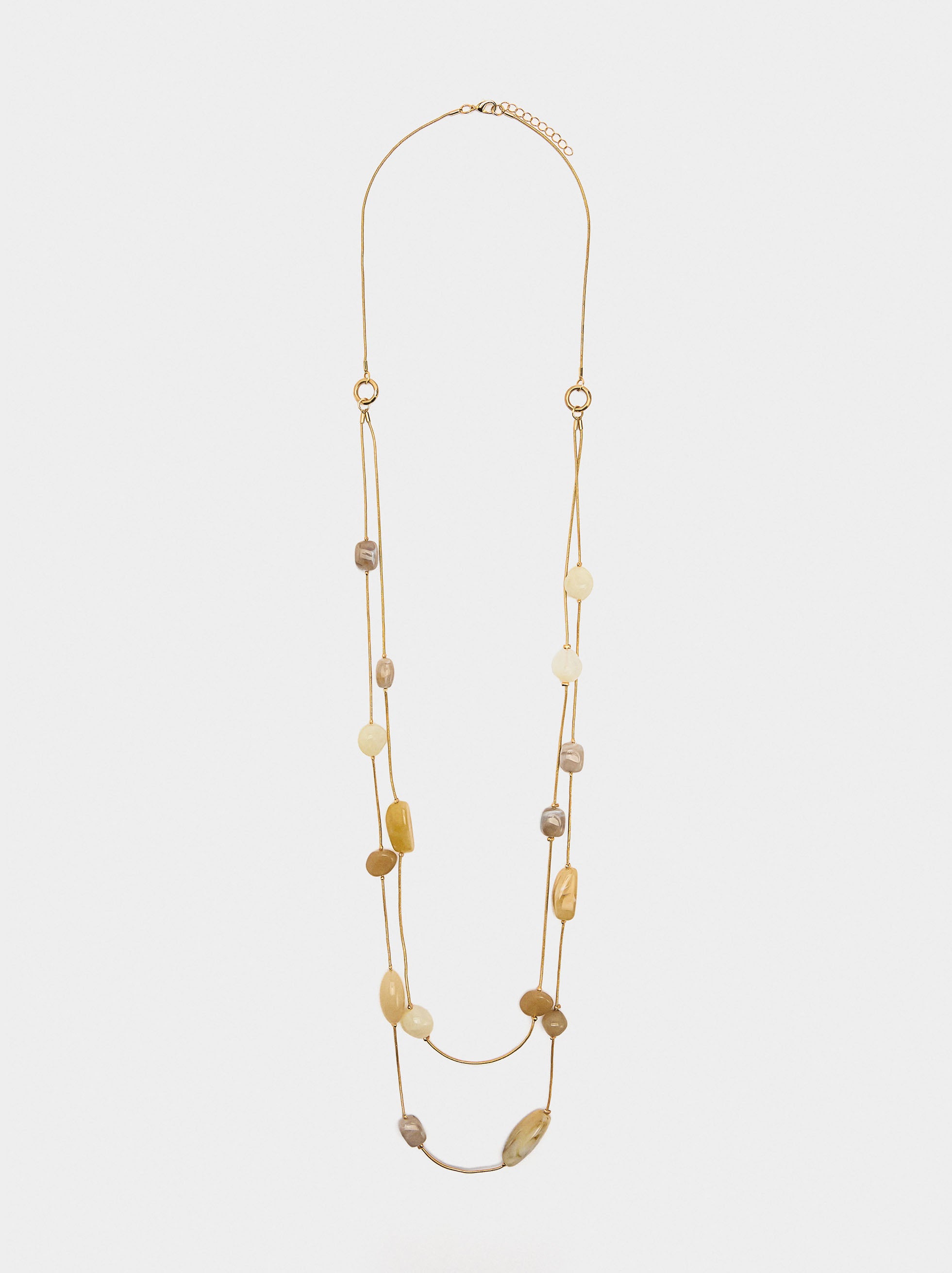 Collar Largo Con Detalles Efecto Piedra