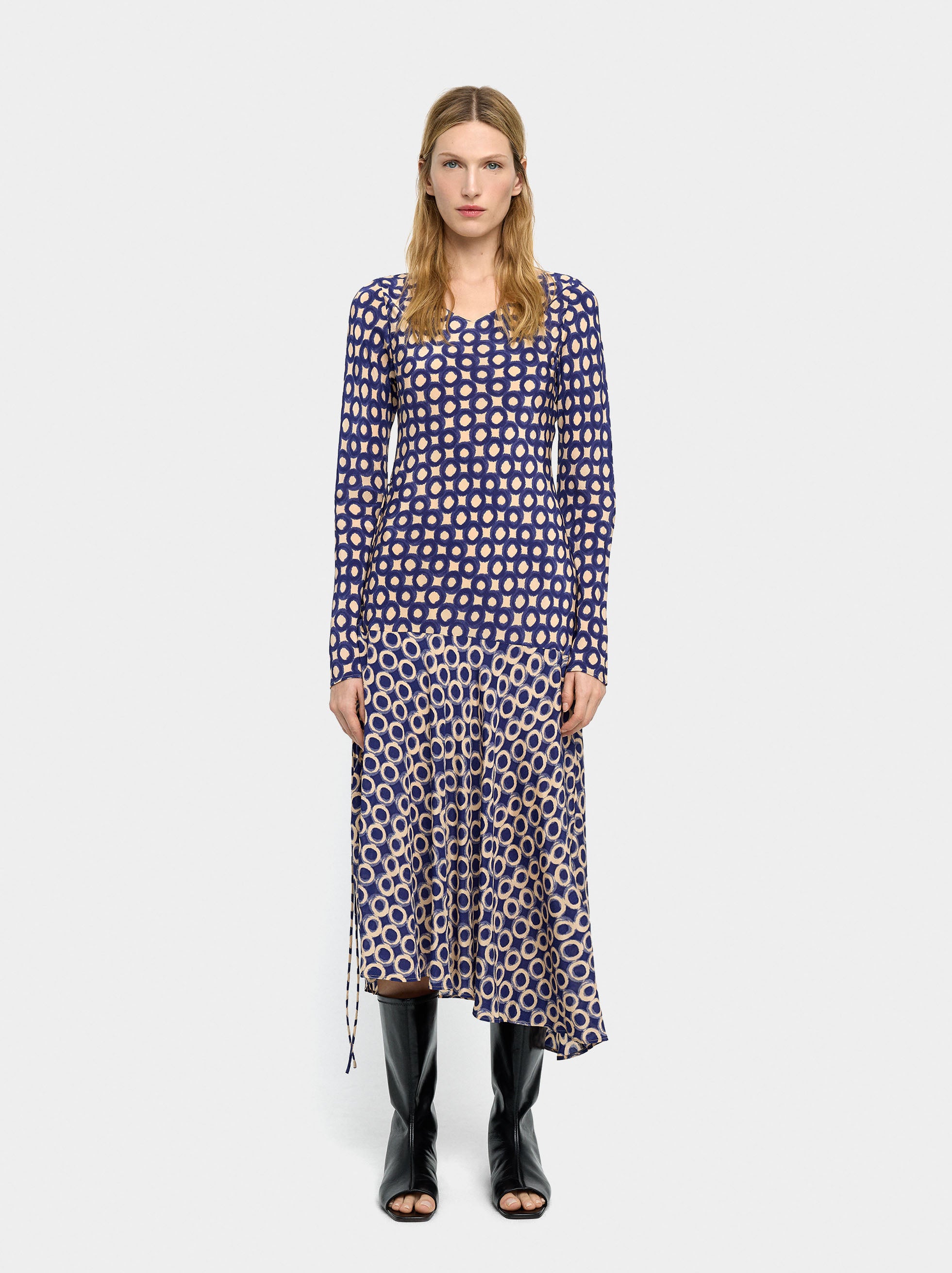 Vestido Midi Con Estampado De Círculos