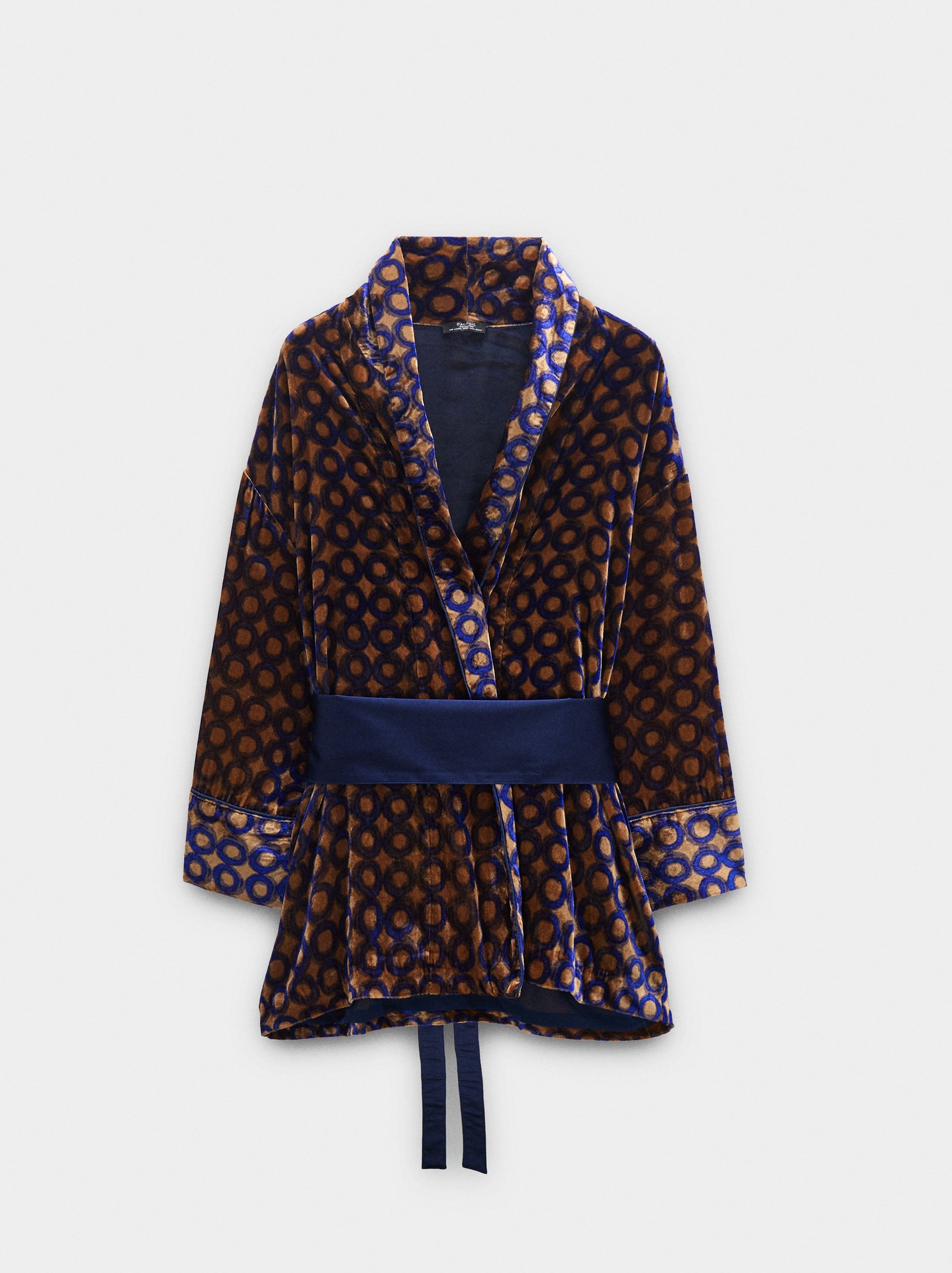 Kimono Aterciopelado Estampado De Círculos