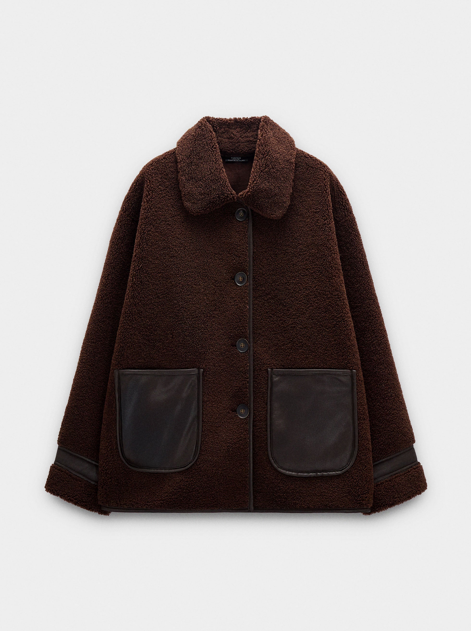Chaqueta Efecto Pelo Contraste De Texturas
