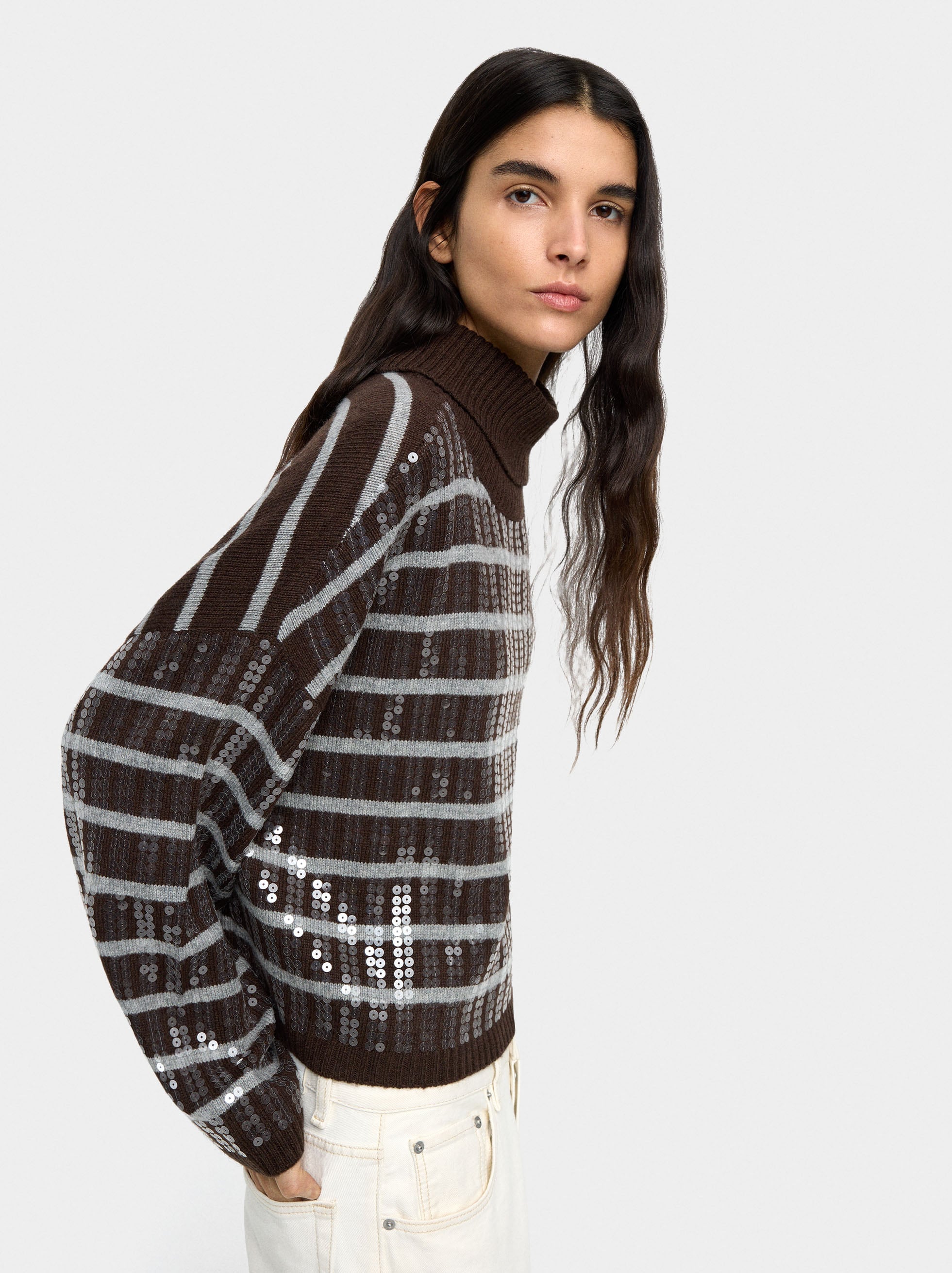 Jersey De Punto A Rayas Con Lentejuelas