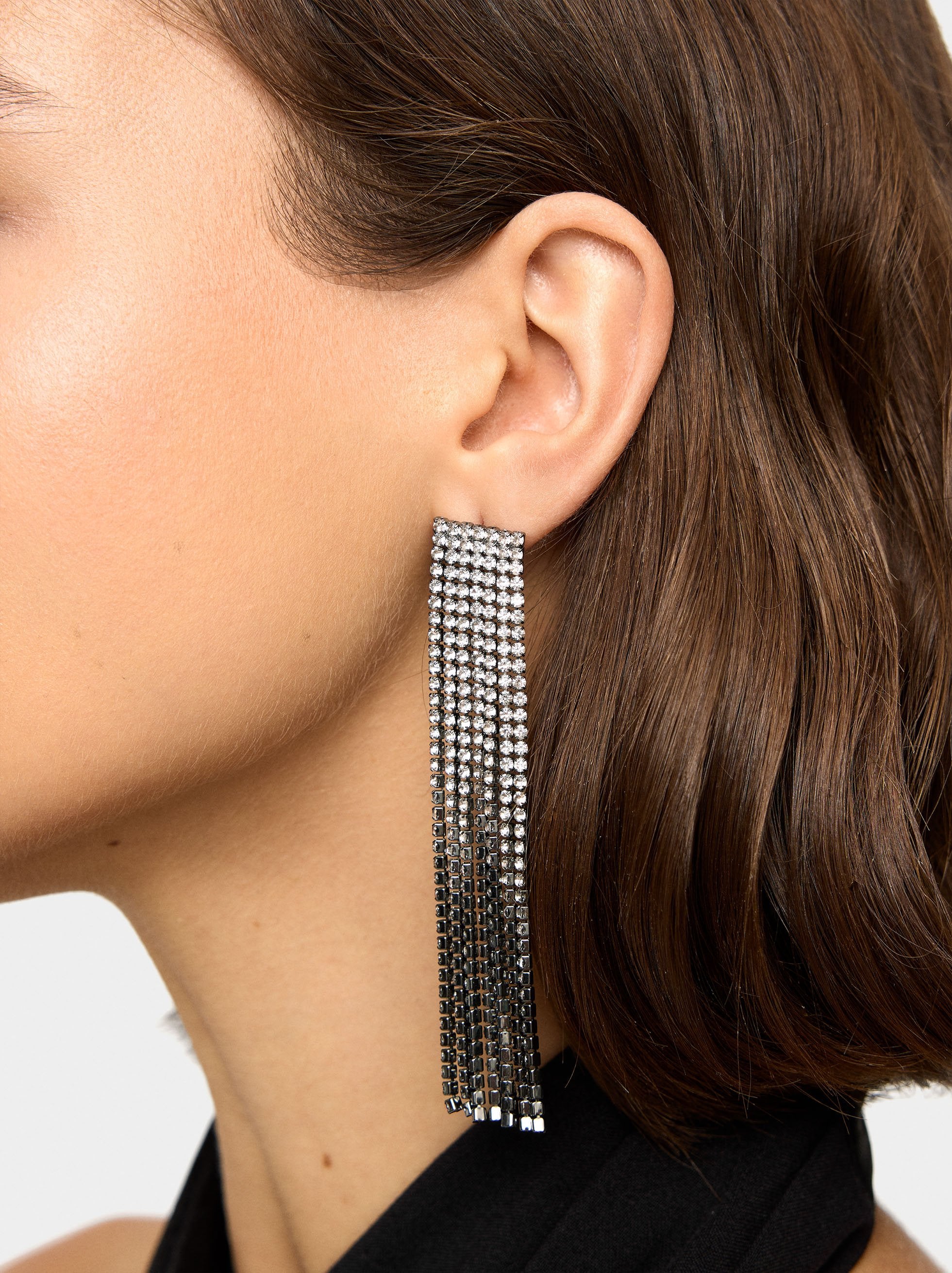 Pendientes Largos De Cadenas Con Cristales