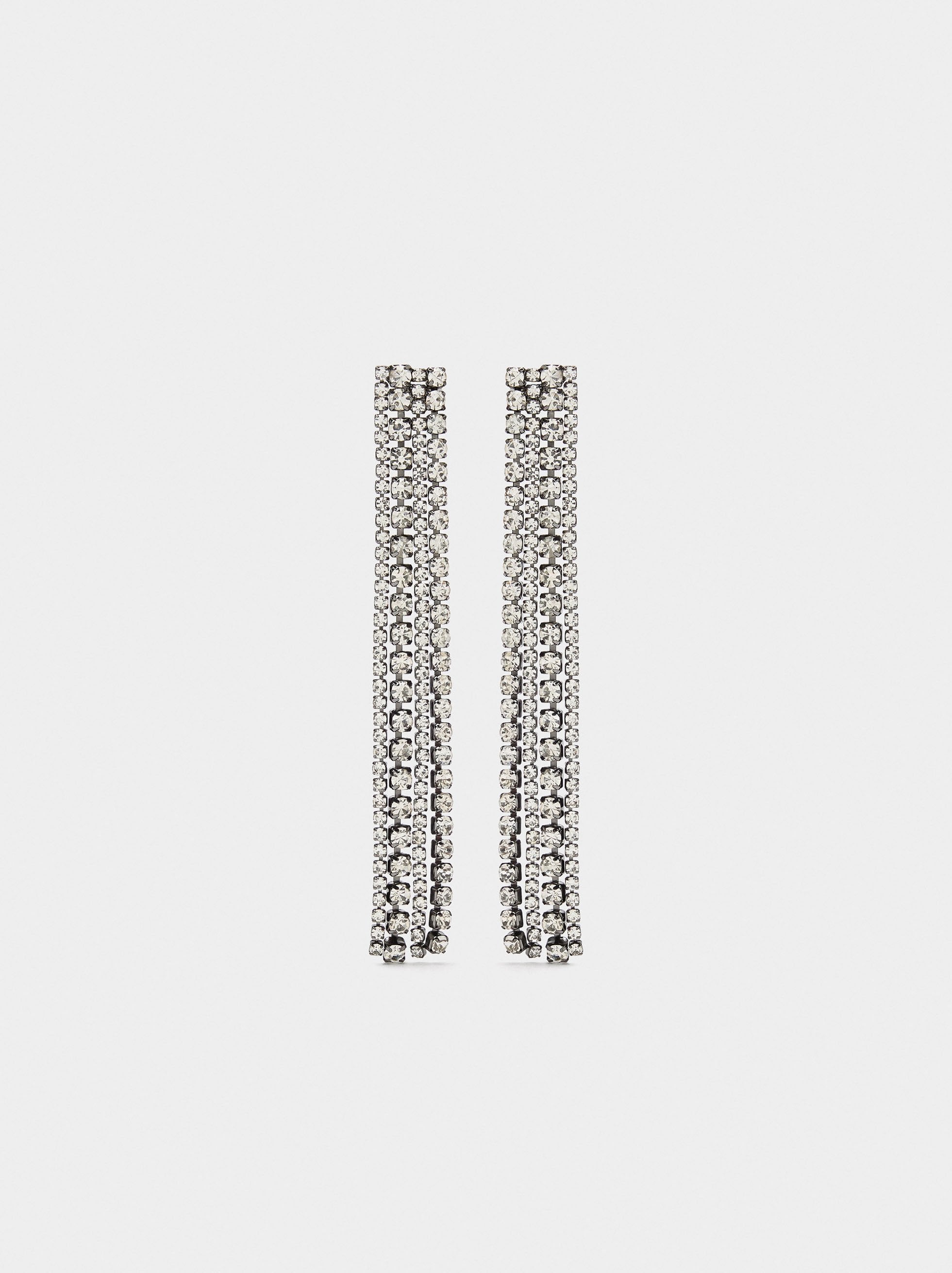 Pendientes Largos De Cadenas Con Cristales