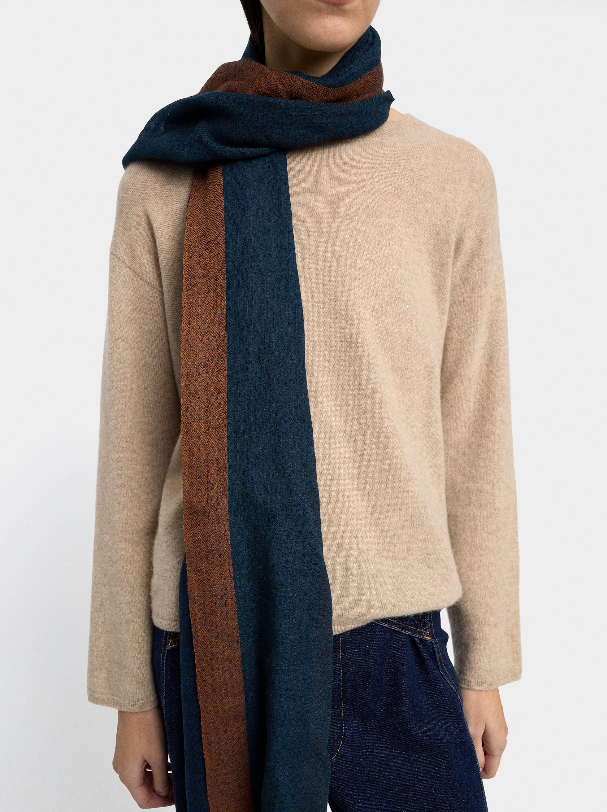 Pashmina Con Rayas 100% Lana