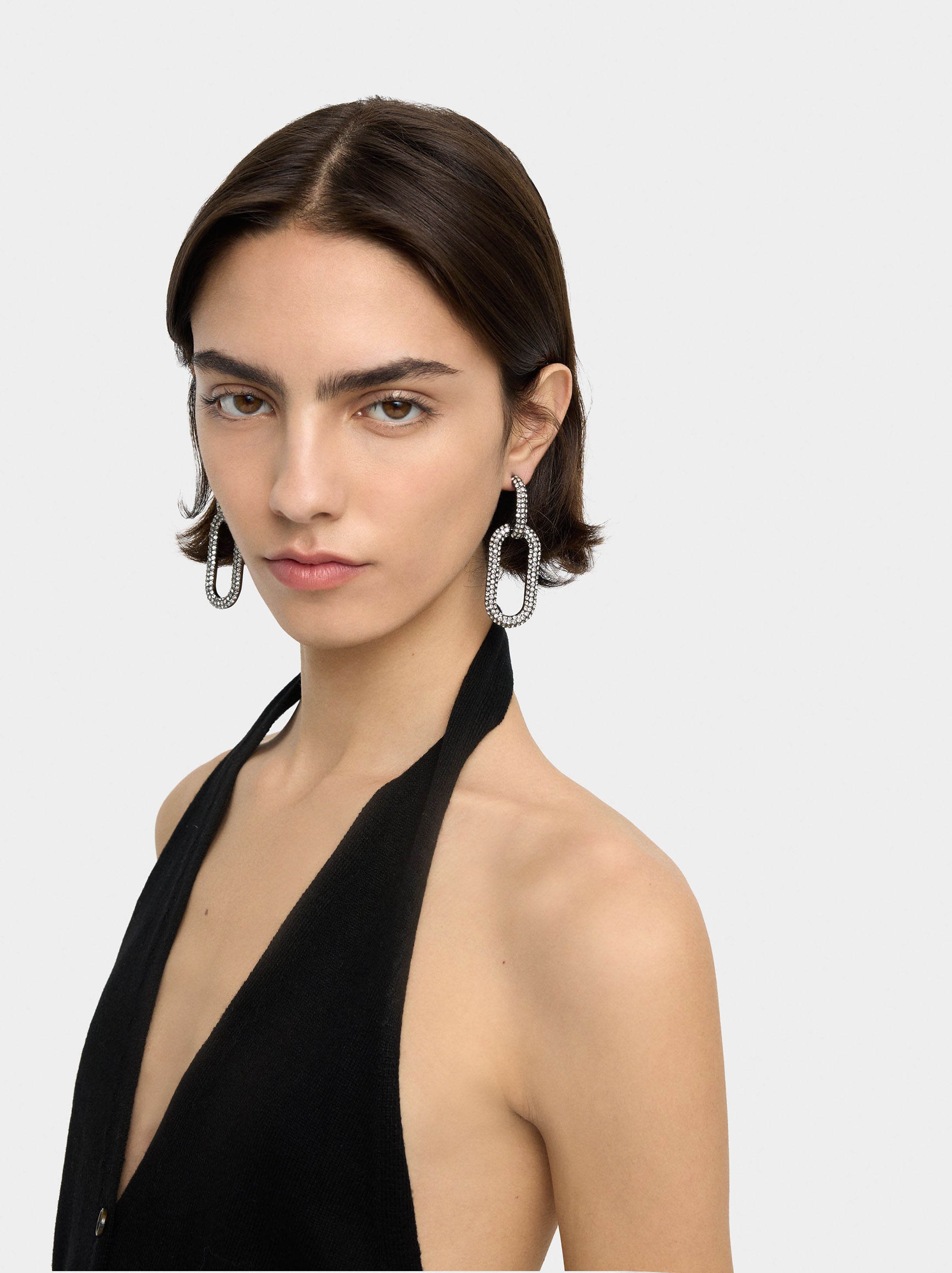 Pendientes Largos De Aros Con Cristales