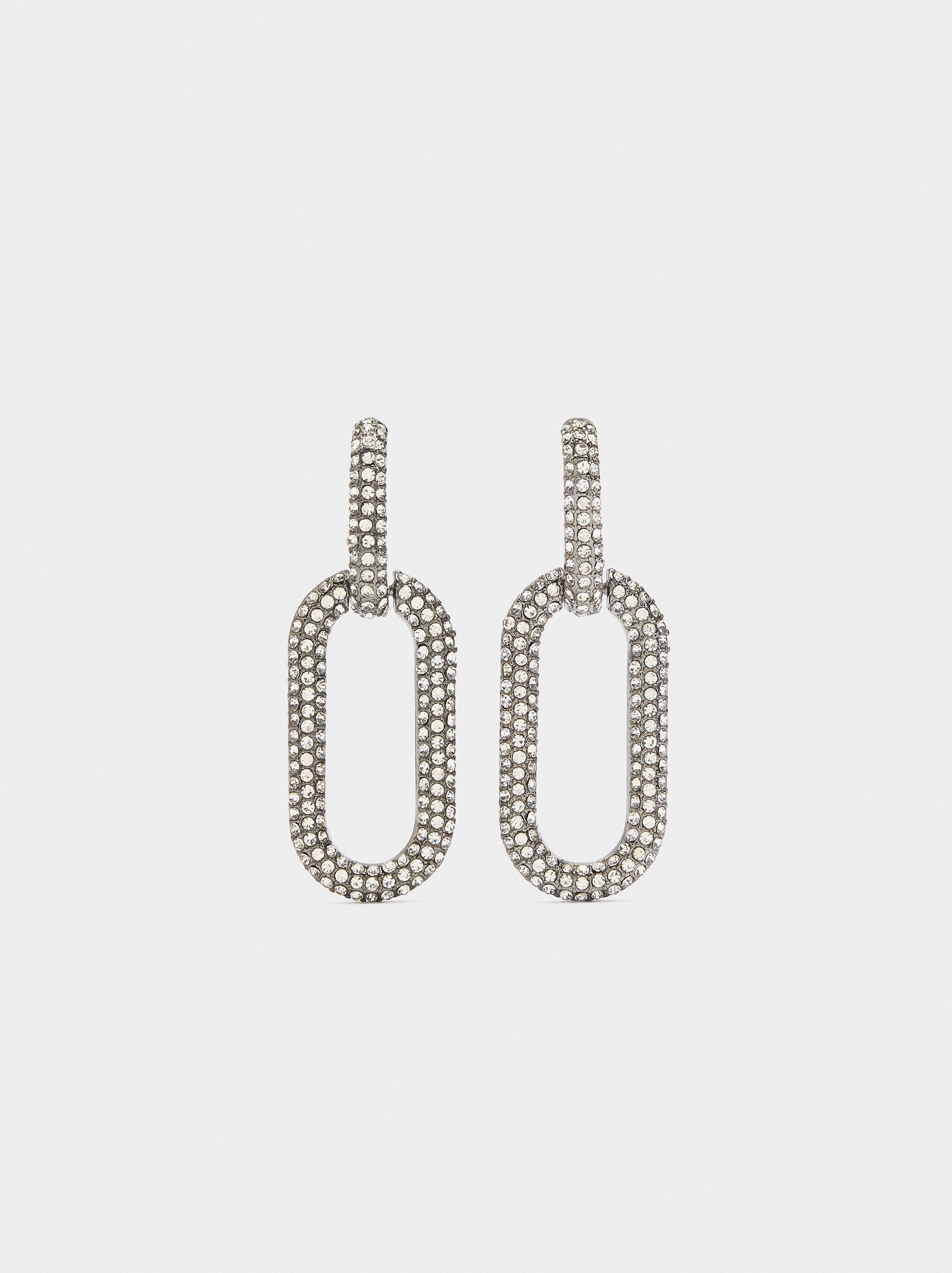Pendientes Largos De Aros Con Cristales