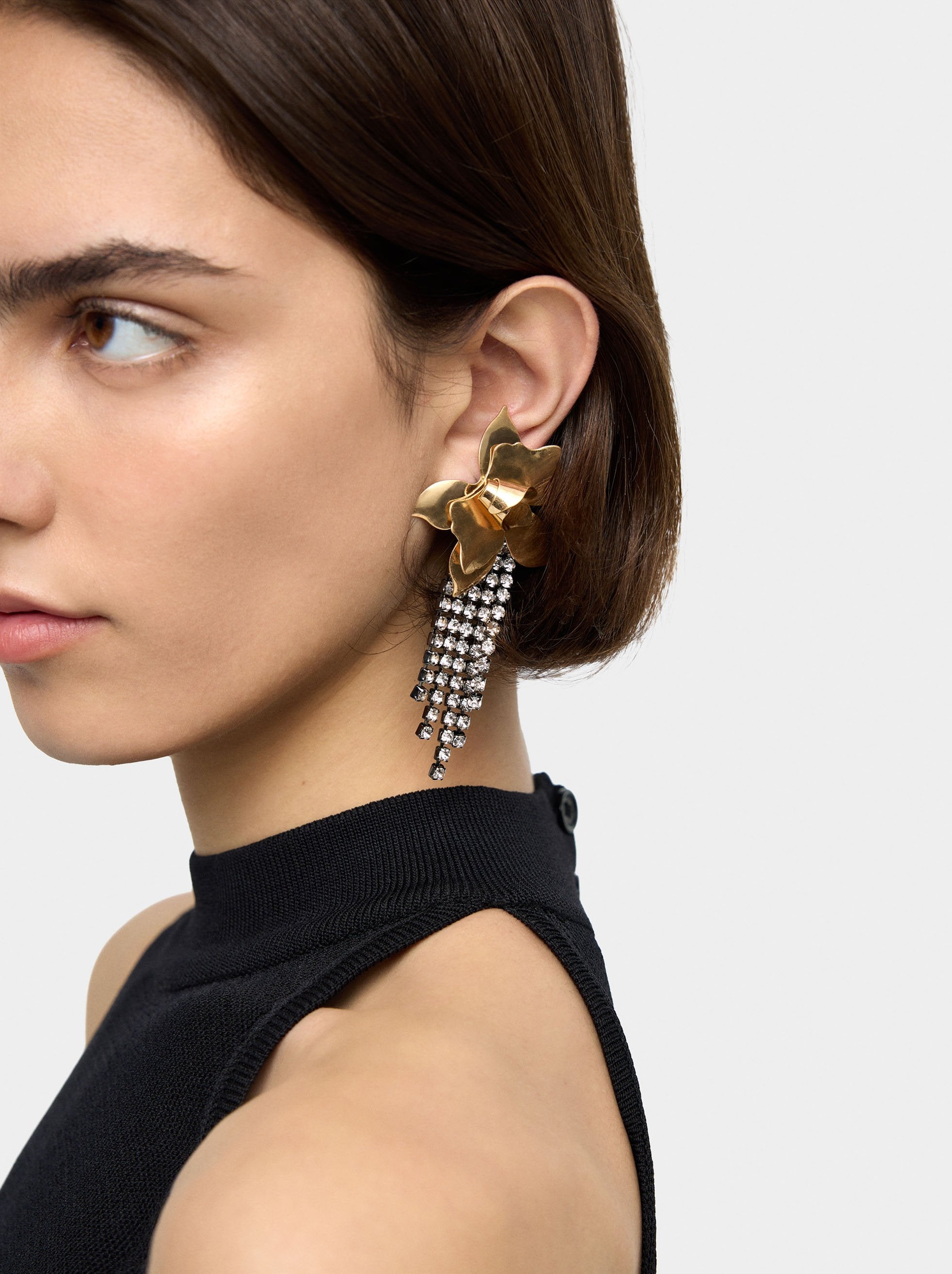 Pendientes Maxi Flor Con Cristales