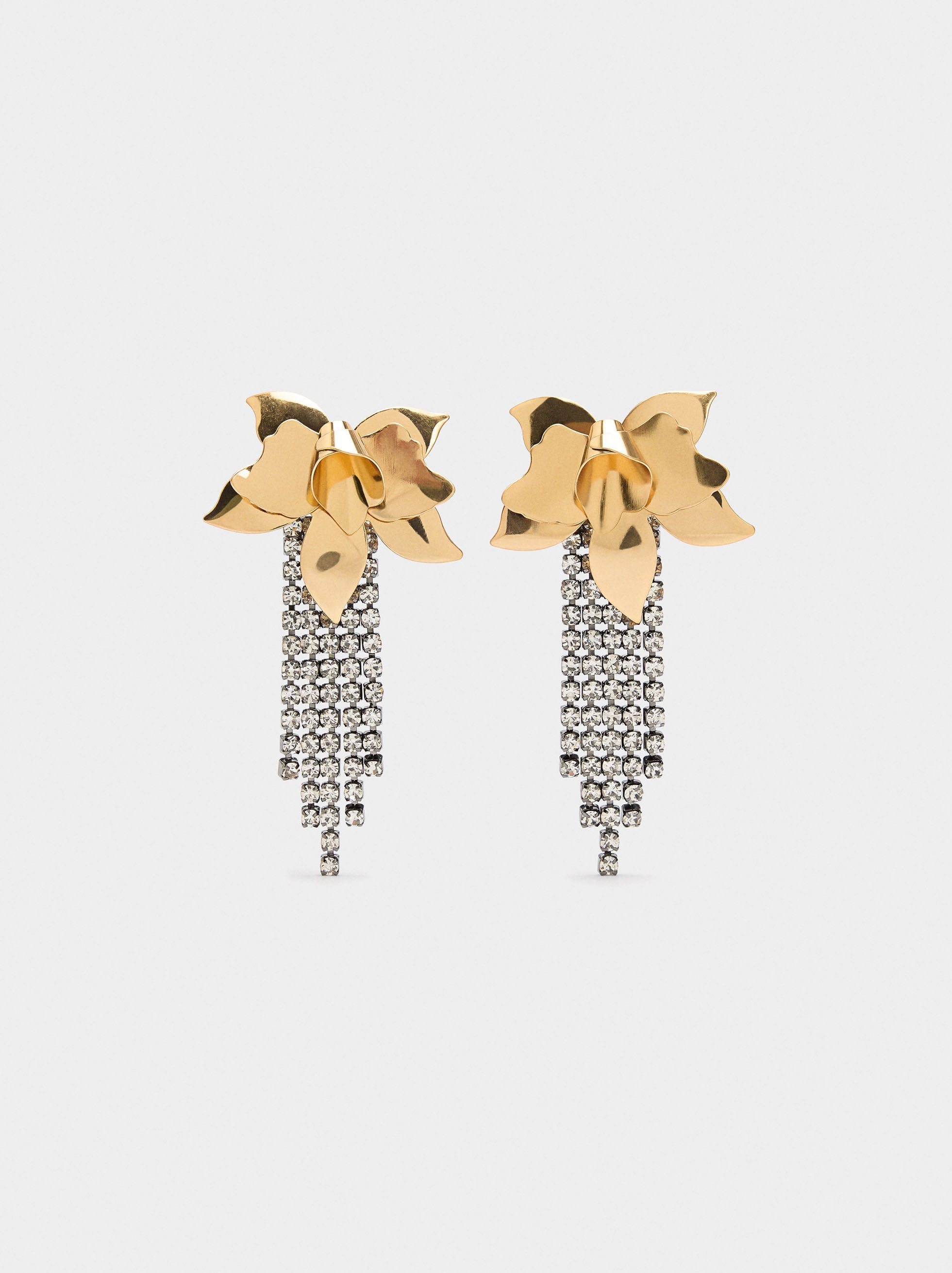 Pendientes Maxi Flor Con Cristales