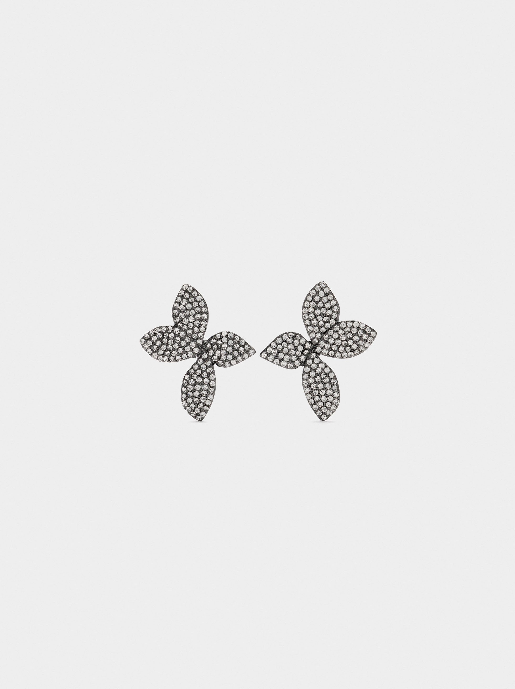 Pendientes Maxi Flor Con Cristales