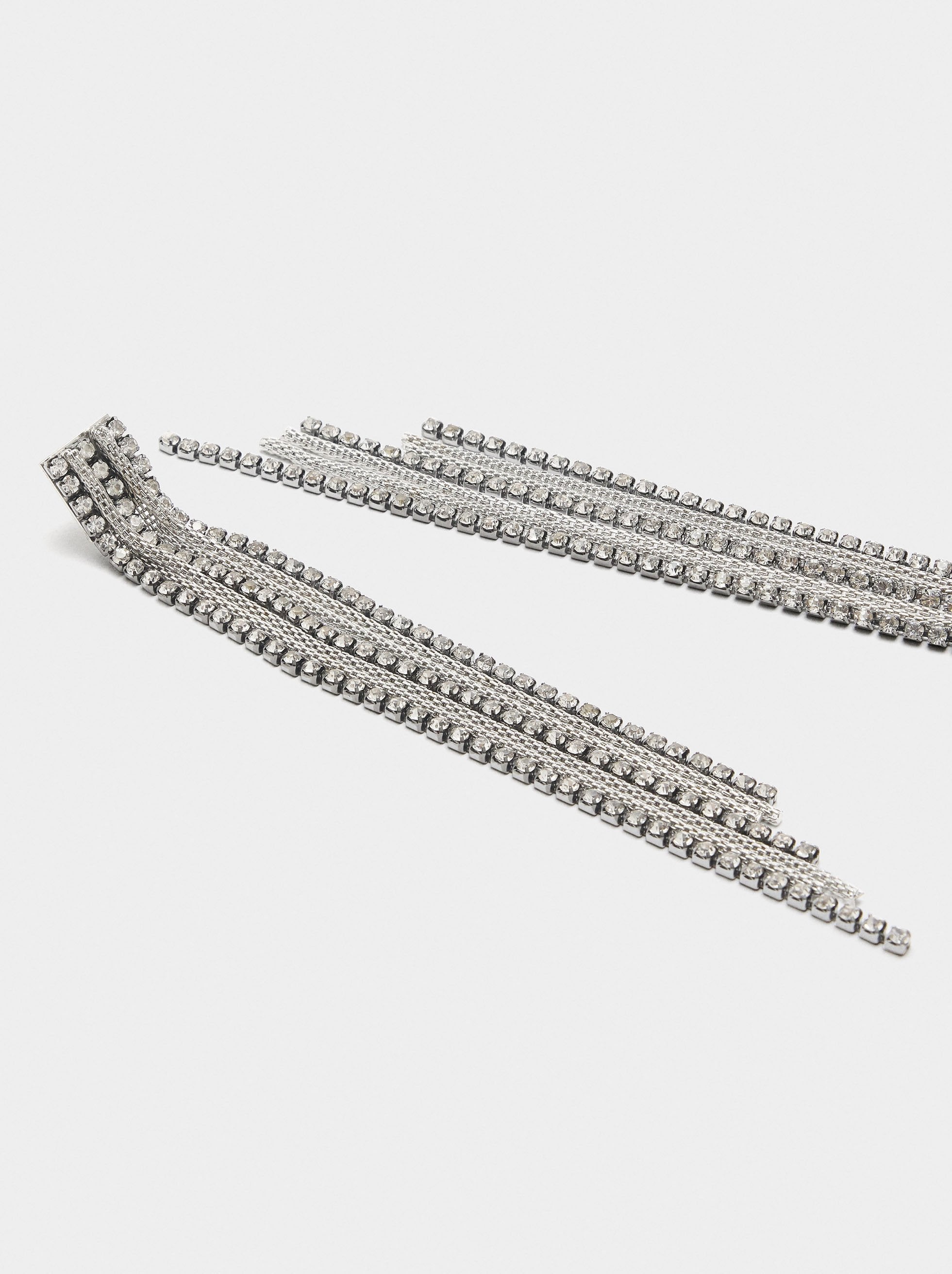 Pendientes Maxi Largos De Cadenas Y Cristales