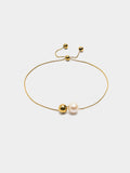 Pulsera Ajustable Con Perla De Agua Dulce - Acero Inoxidable