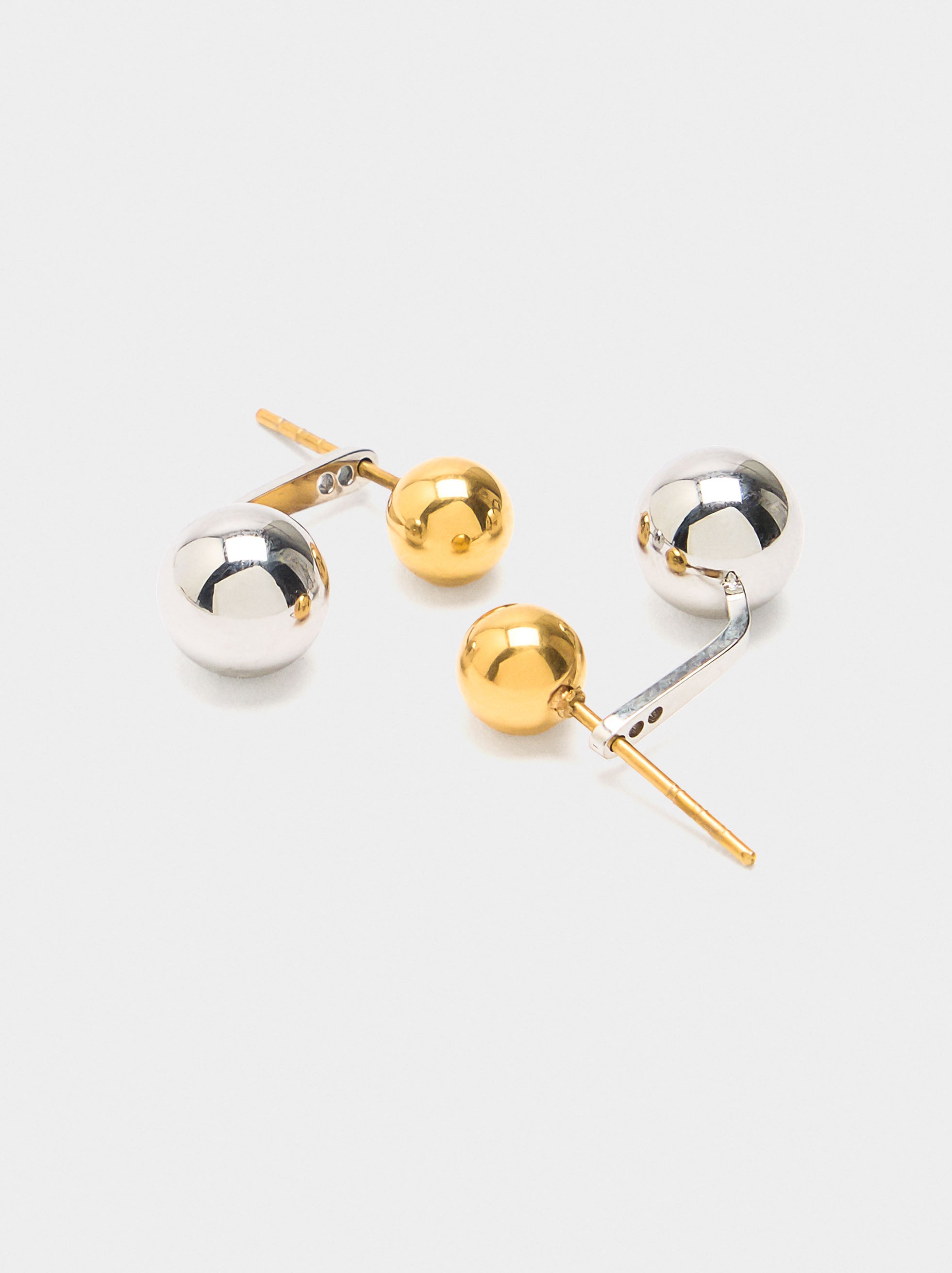 Pendientes Ear Jacket De Esferas Bicolor - Acero Inoxidable