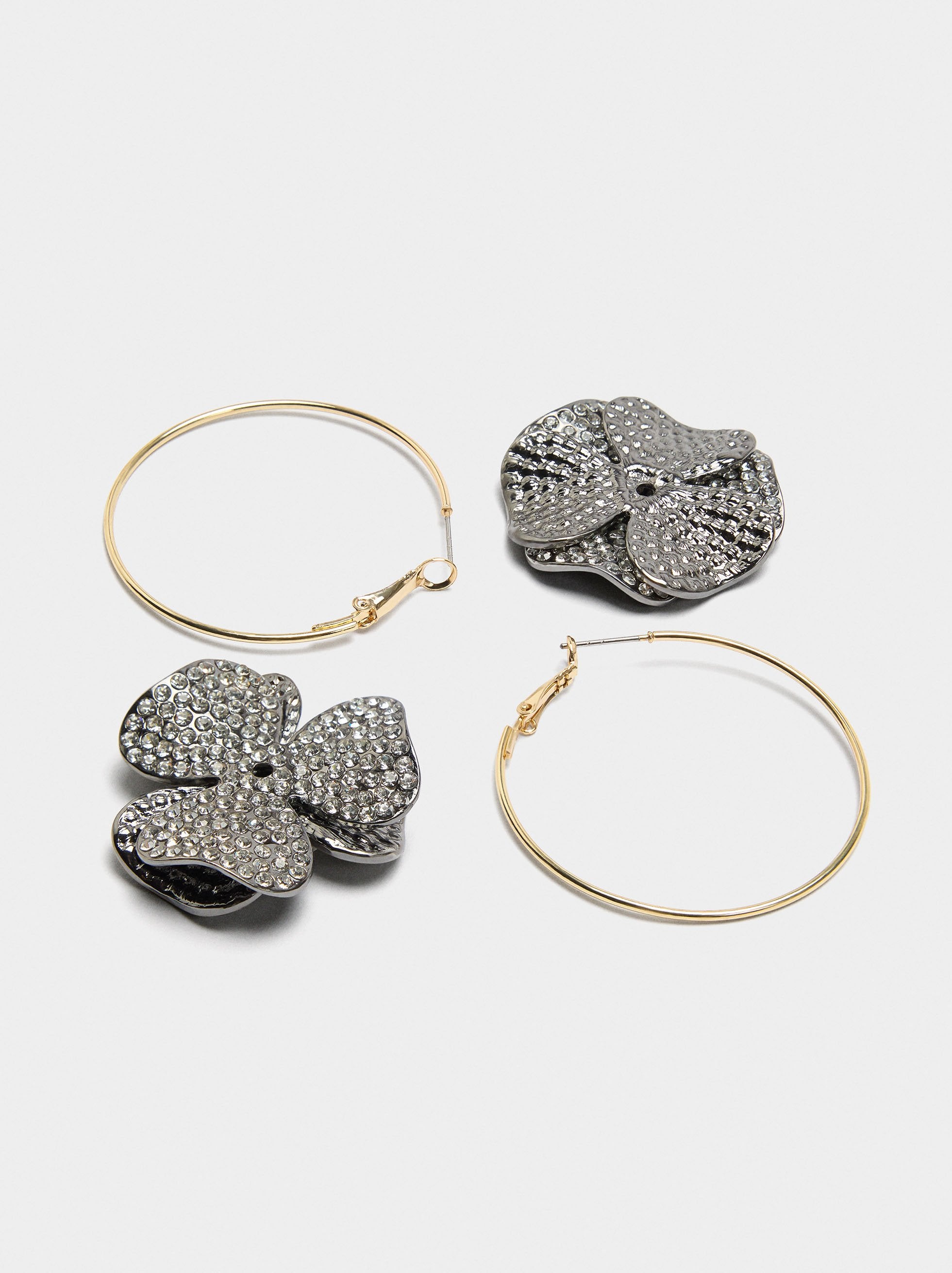 Aros Abiertos Maxi Flor Con Cristales