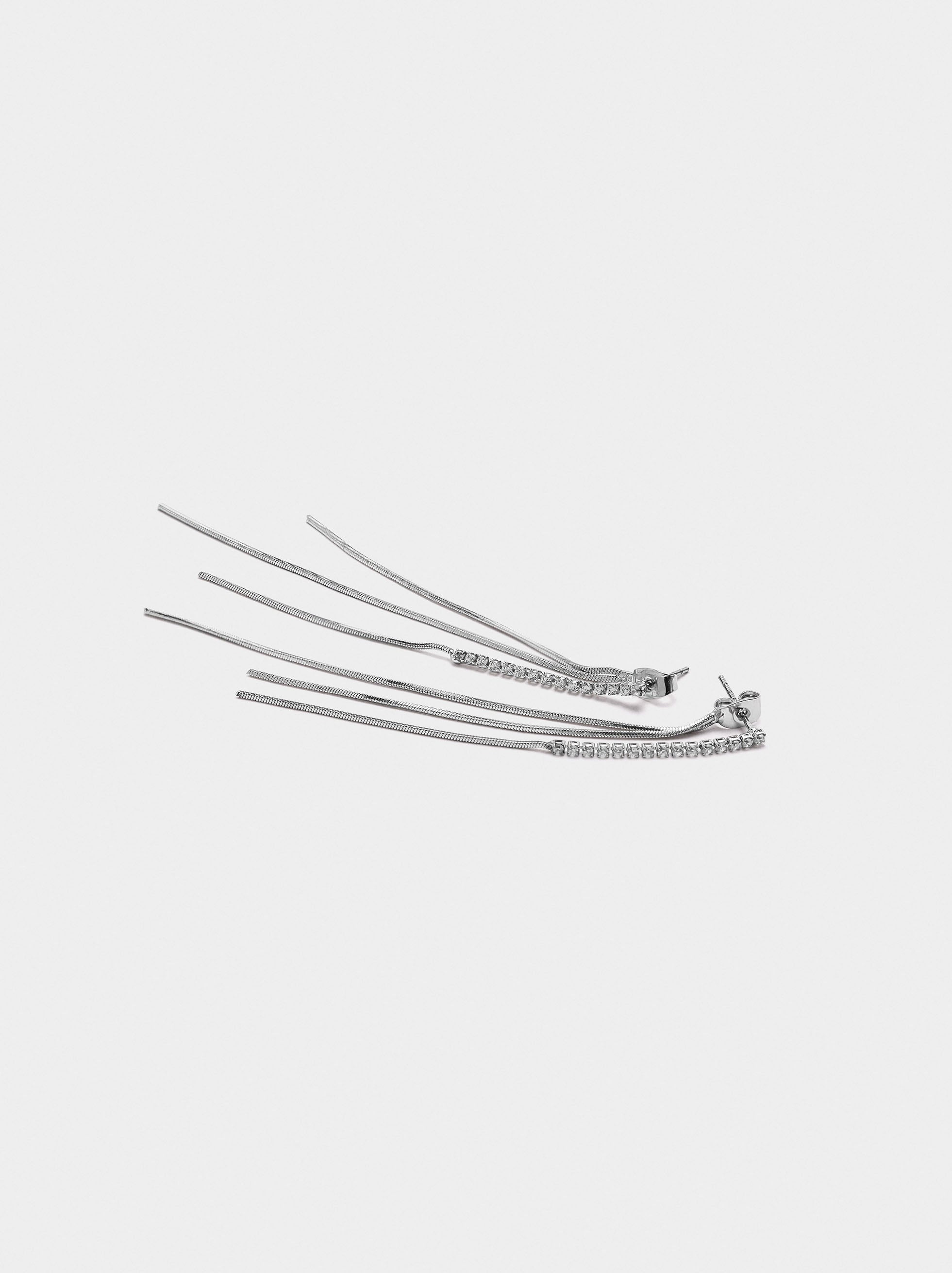 Pendientes Largos De Cadenas Con Cristales