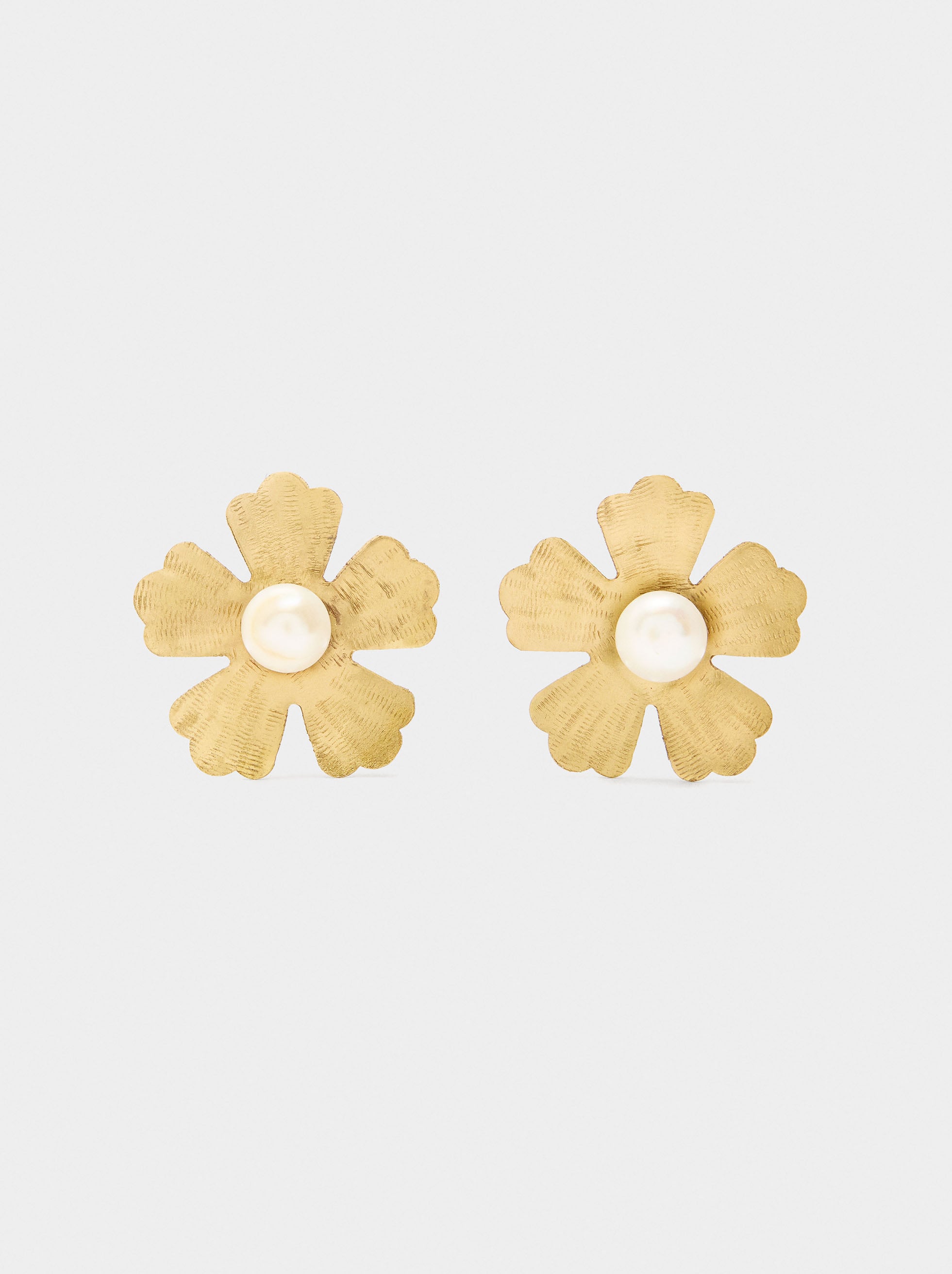 Pendientes Flor Con Perlas De Agua Dulce