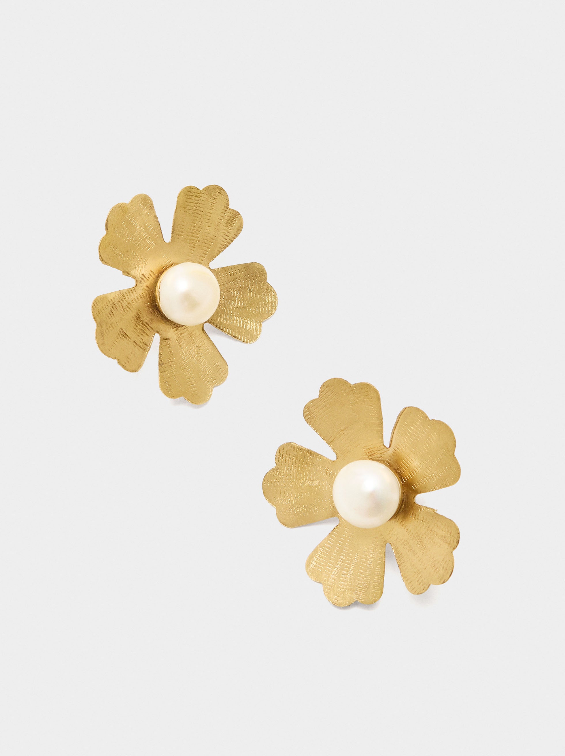 Pendientes Flor Con Perlas De Agua Dulce
