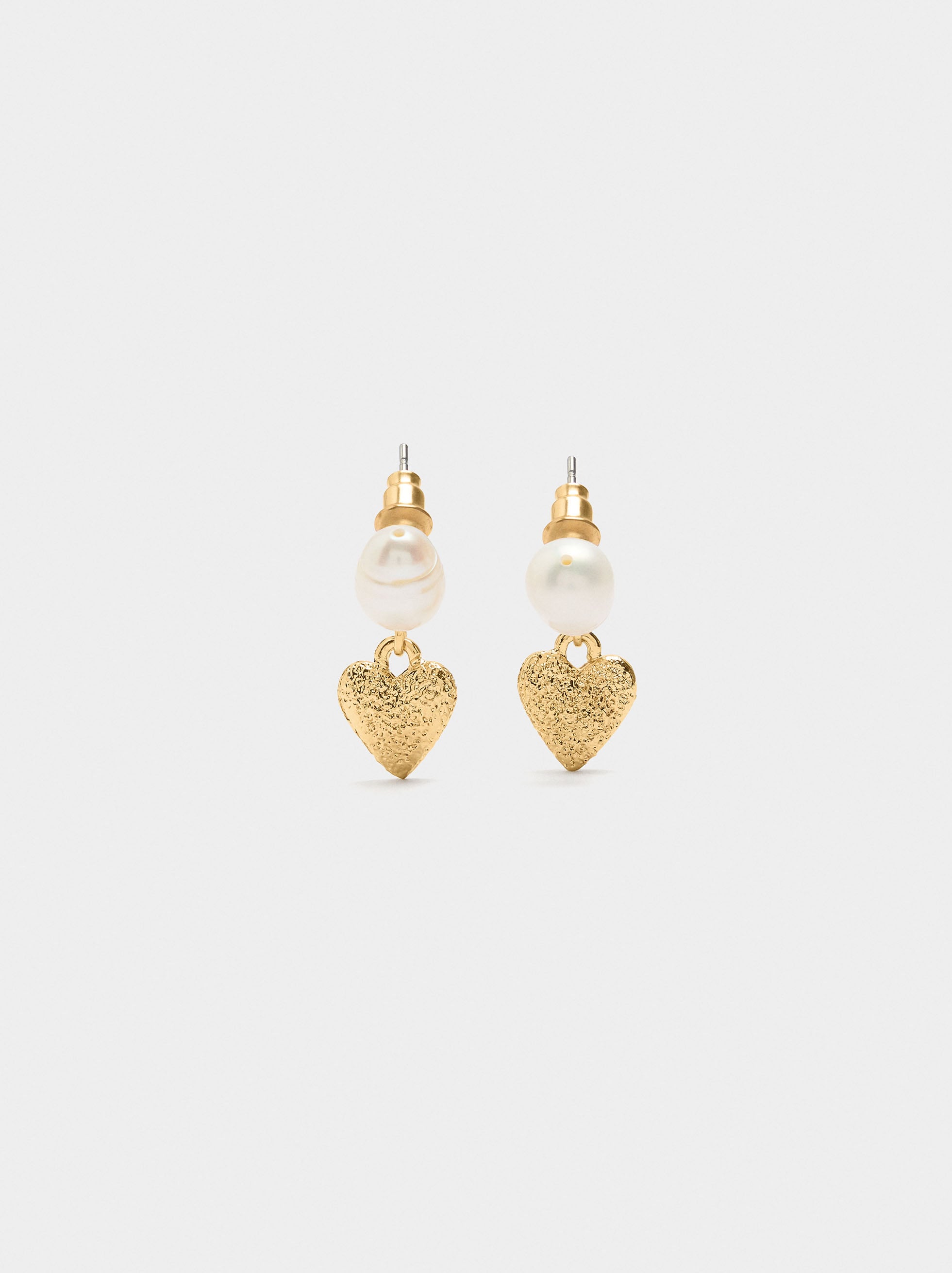 Pendientes Corazón Con Perlas De Agua Dulce