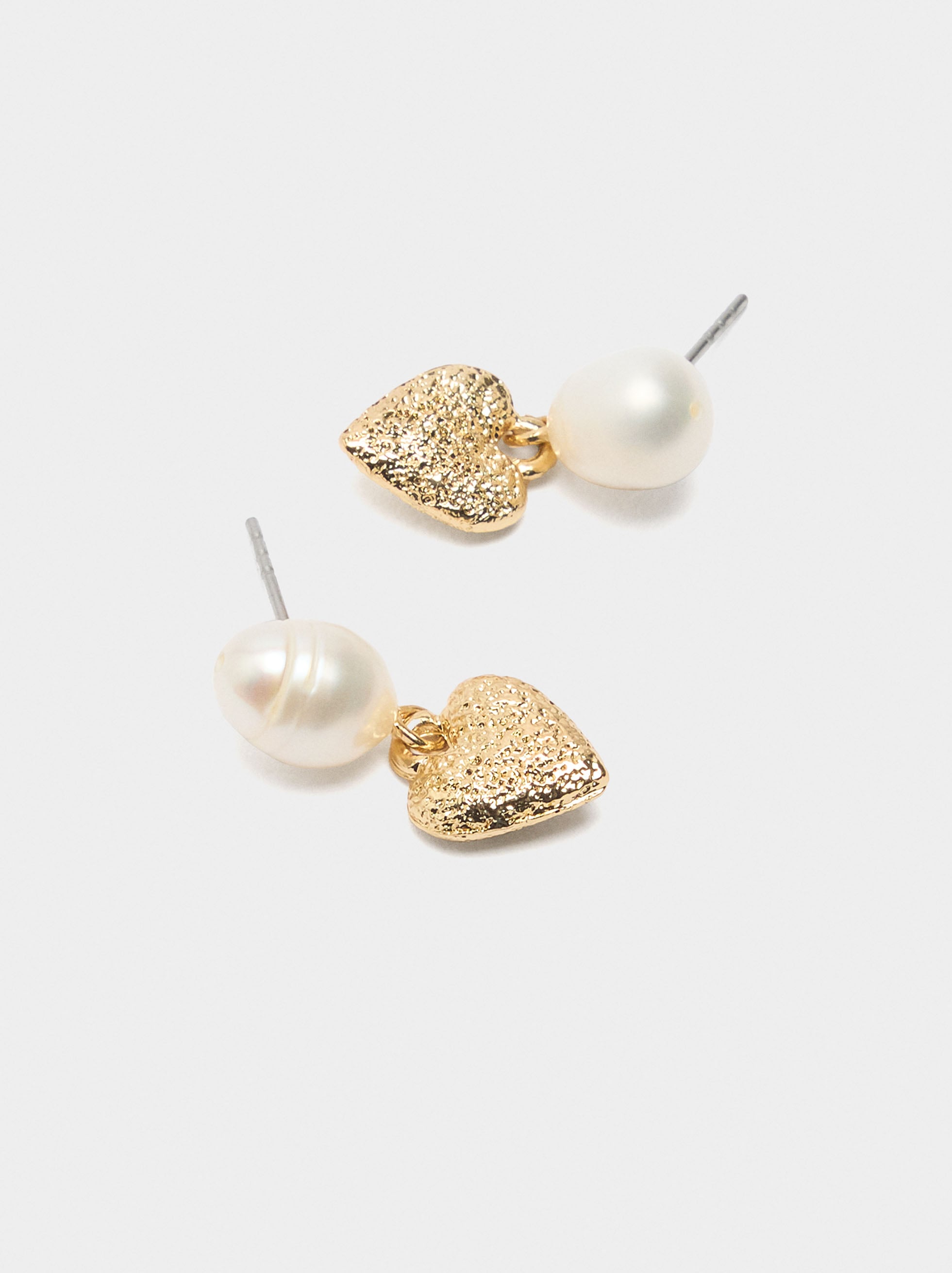 Pendientes Corazón Con Perlas De Agua Dulce
