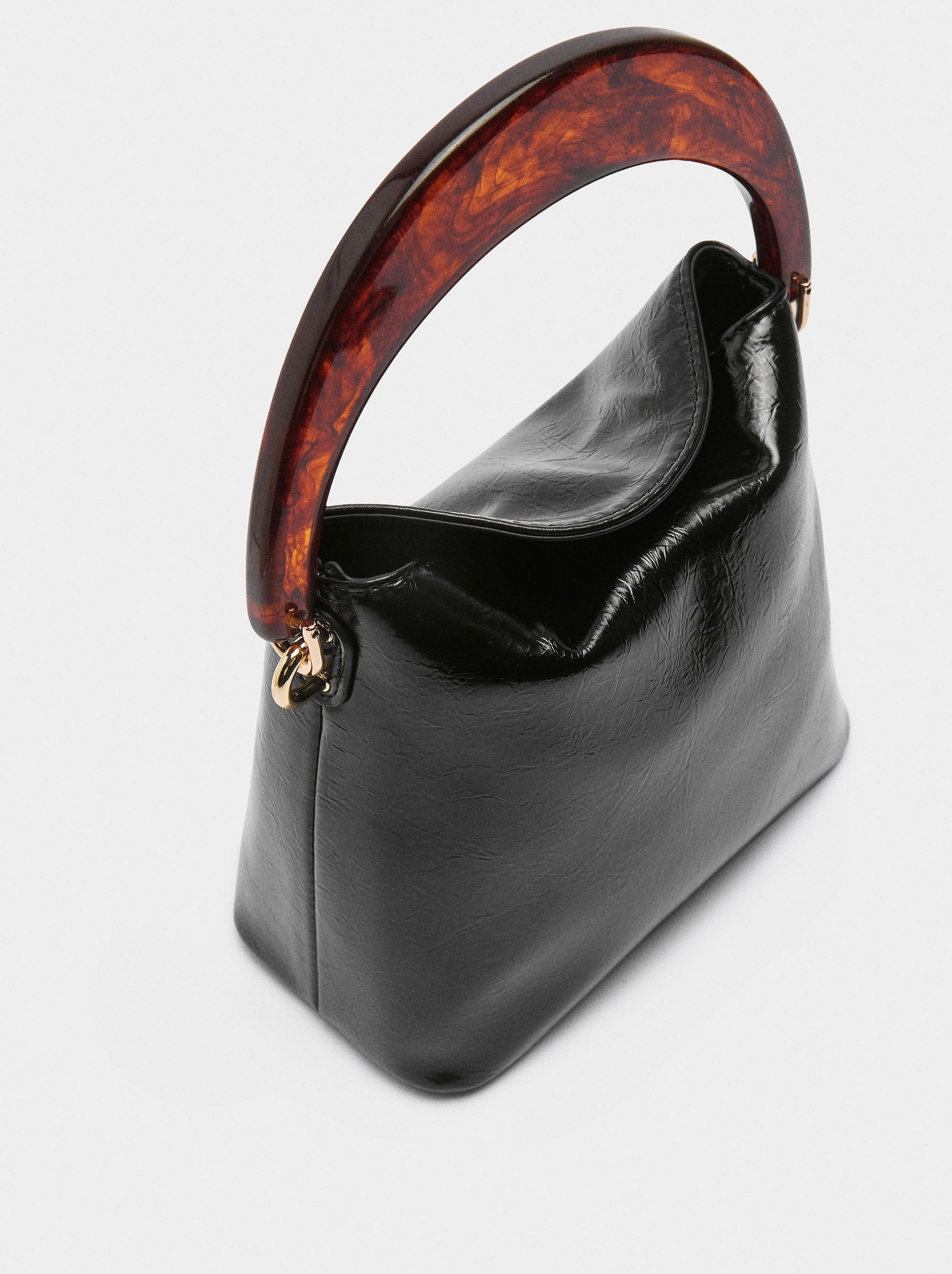 Bolso De Mano Con Asa Efecto Carey