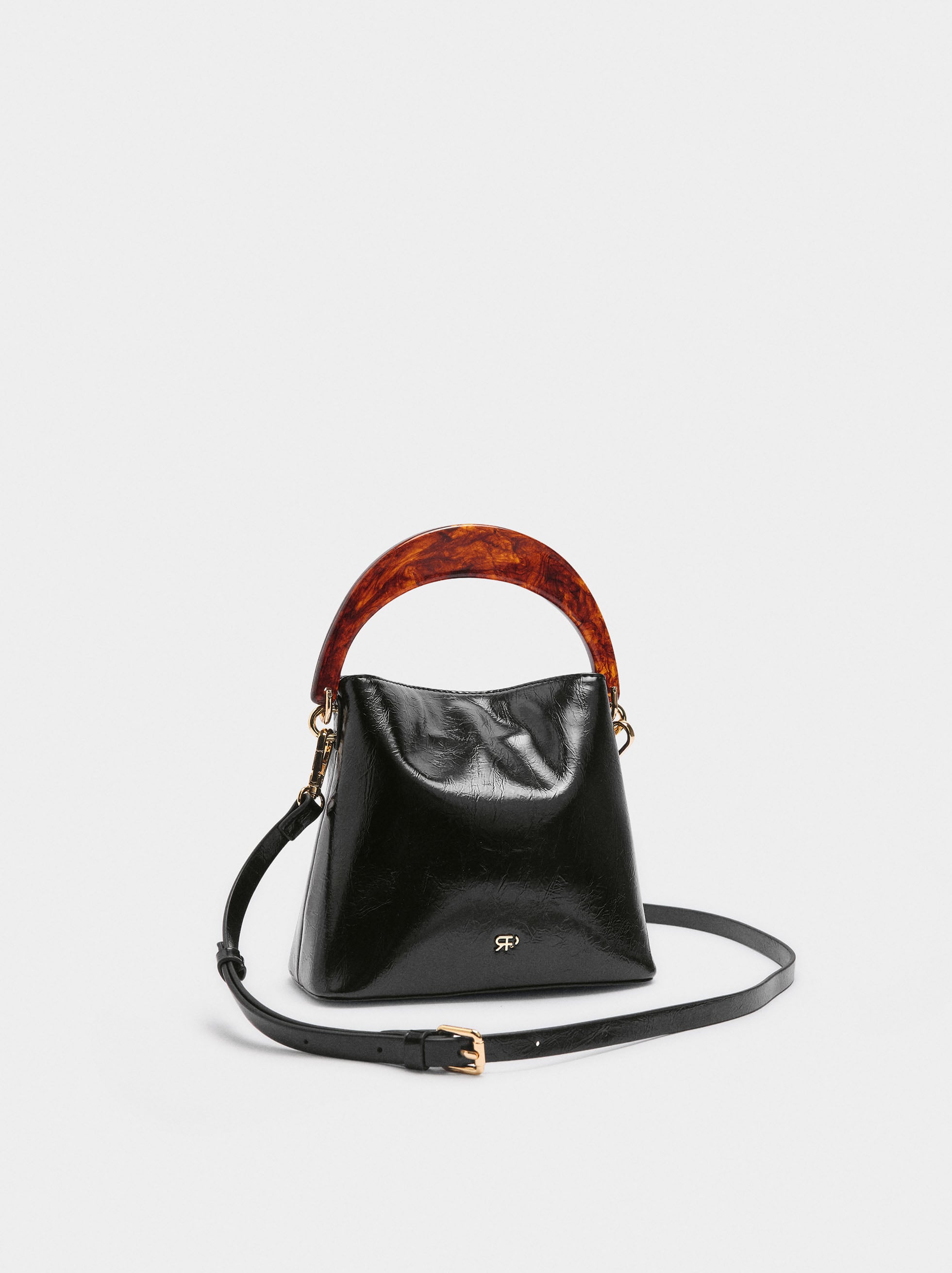 Bolso De Mano Con Asa Efecto Carey