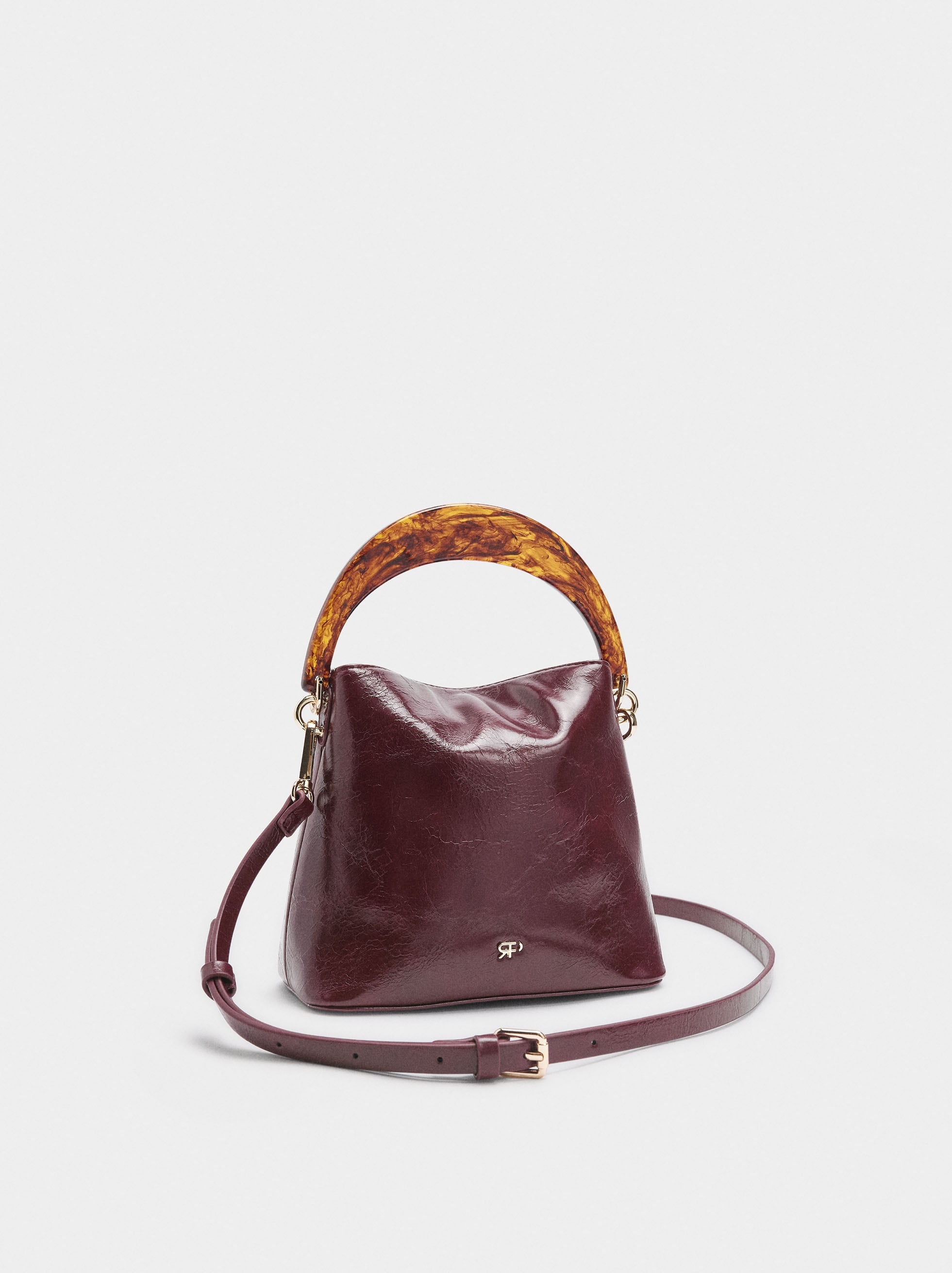 Bolso De Mano Con Asa Efecto Carey