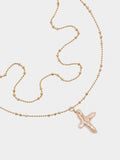 Collar Doble Con Cruz Perla De Agua Dulce