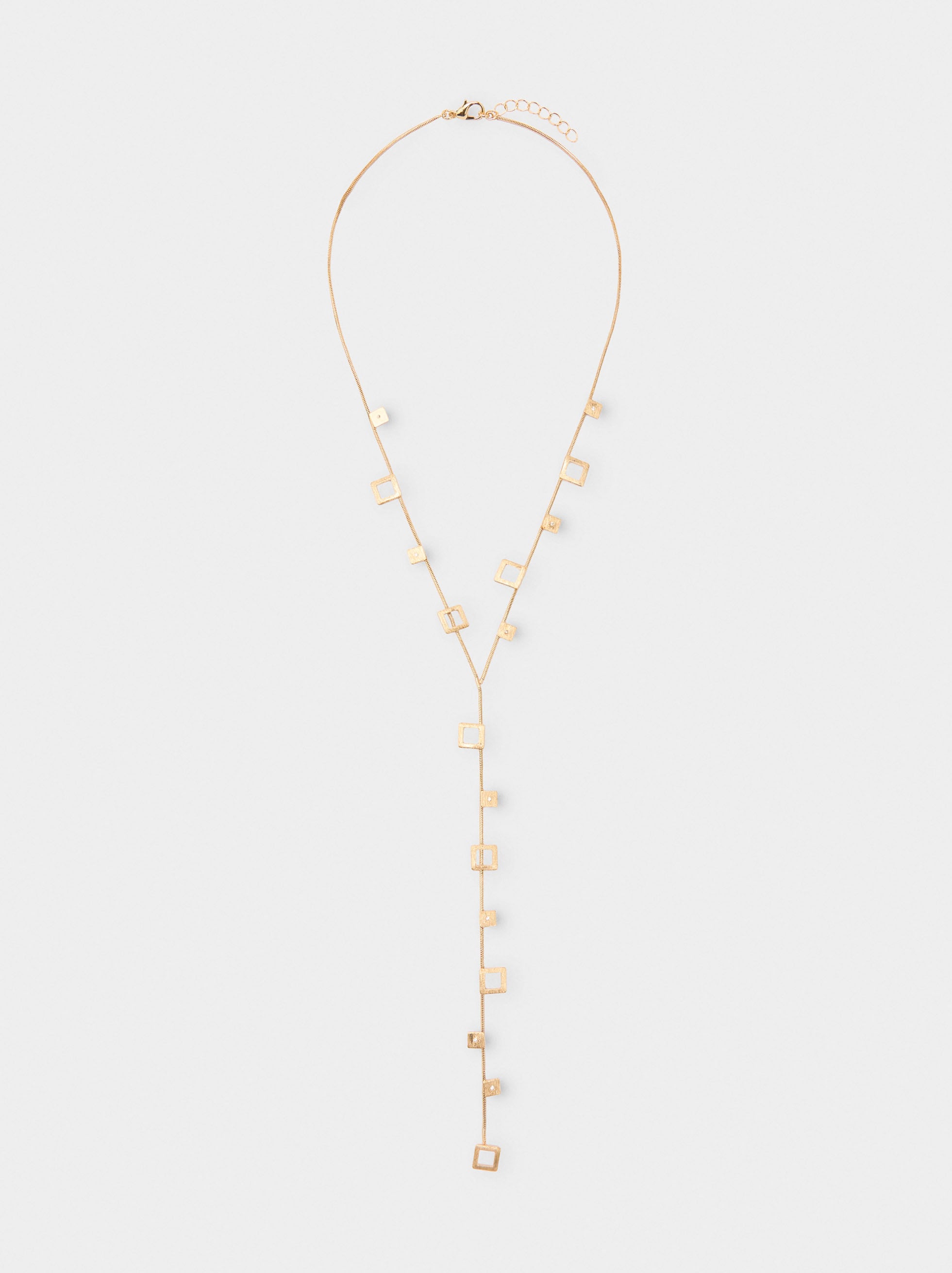 Collar Largo Cuadrados Con Circonitas