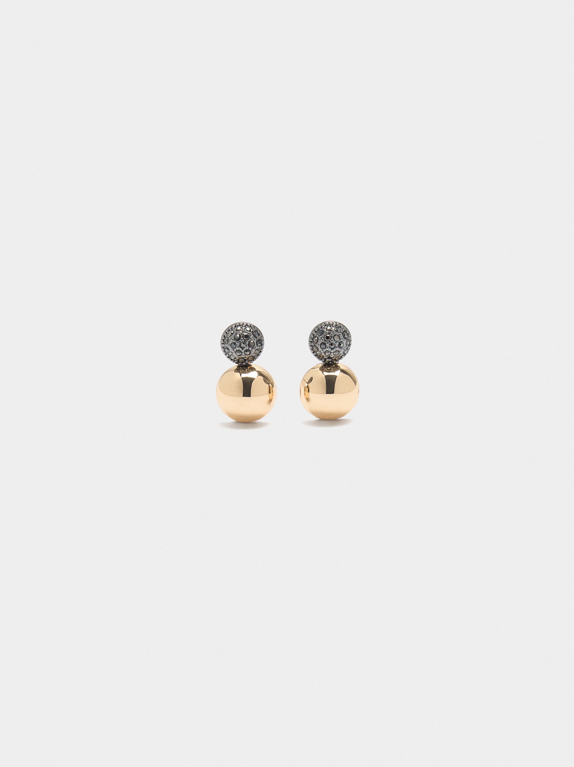 Pendientes Cortos Con Esferas Bicolor