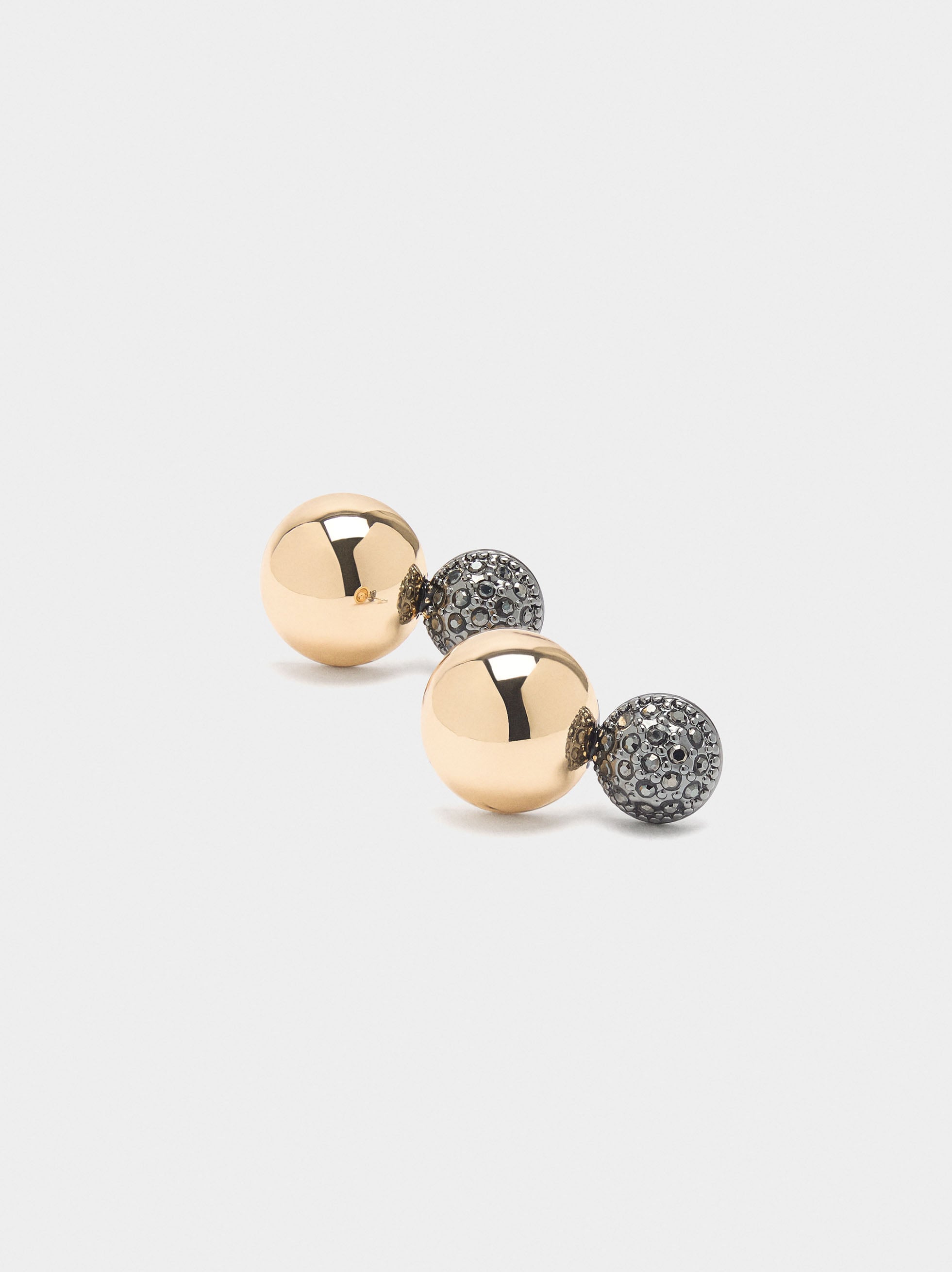 Pendientes Cortos Con Esferas Bicolor