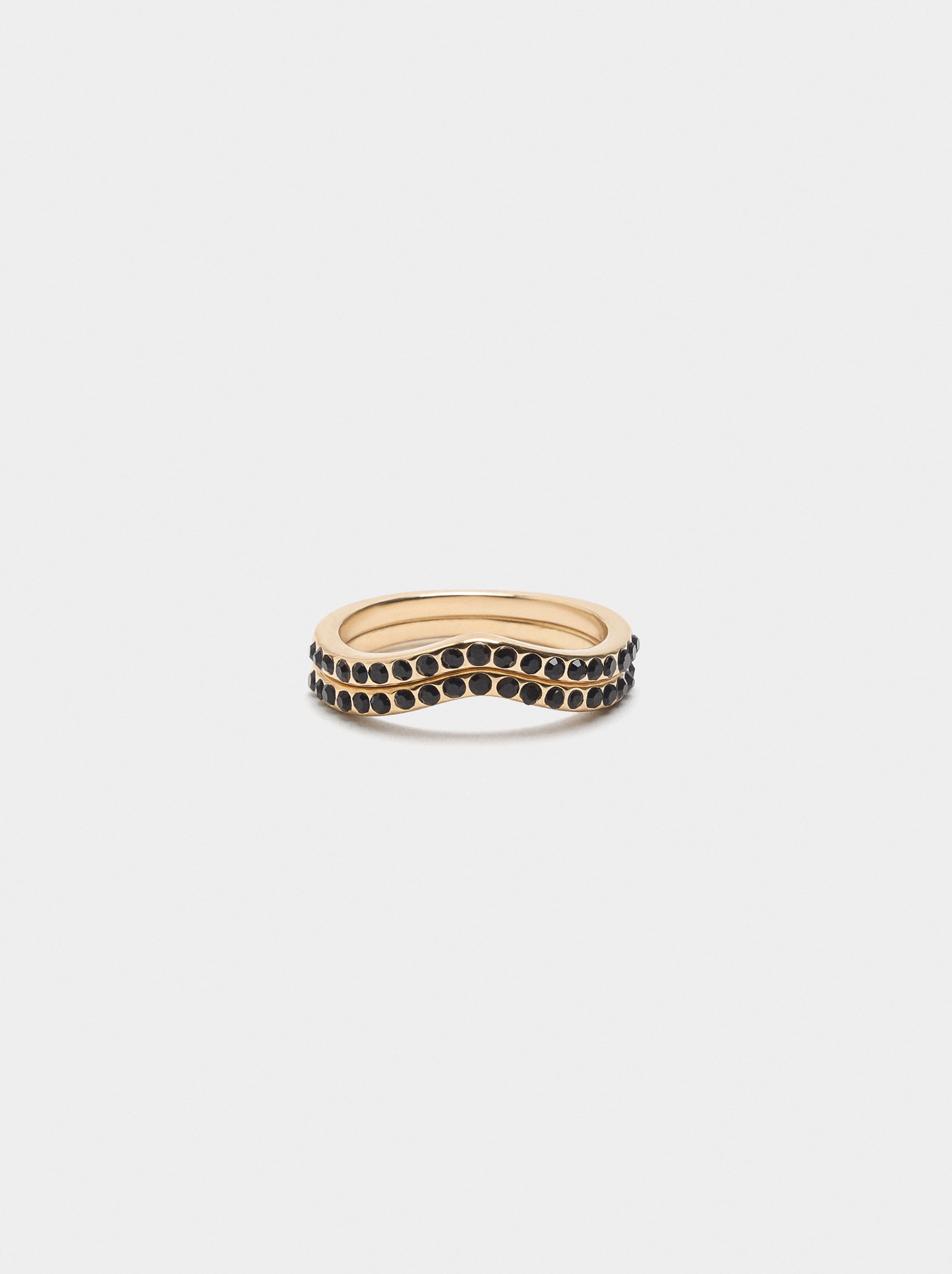 Anillo Doble Con Onda Y Cristales