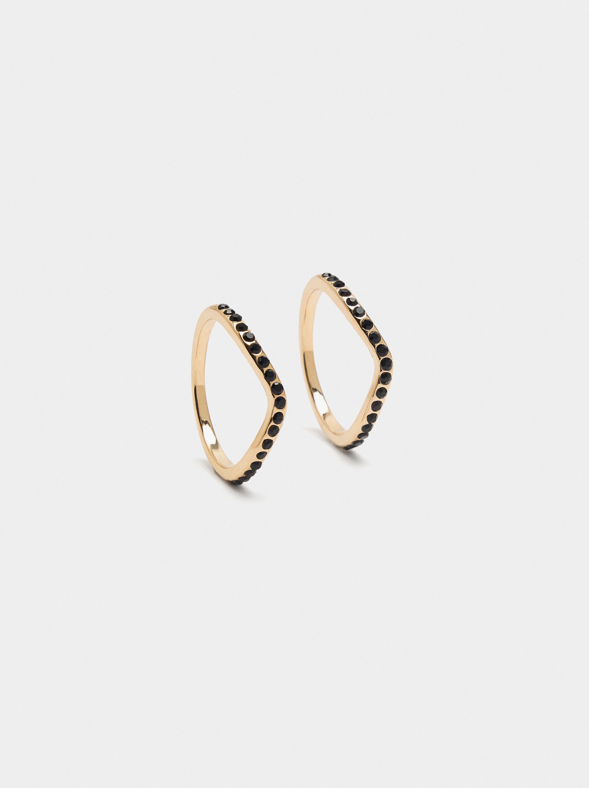 Anillo Doble Con Onda Y Cristales