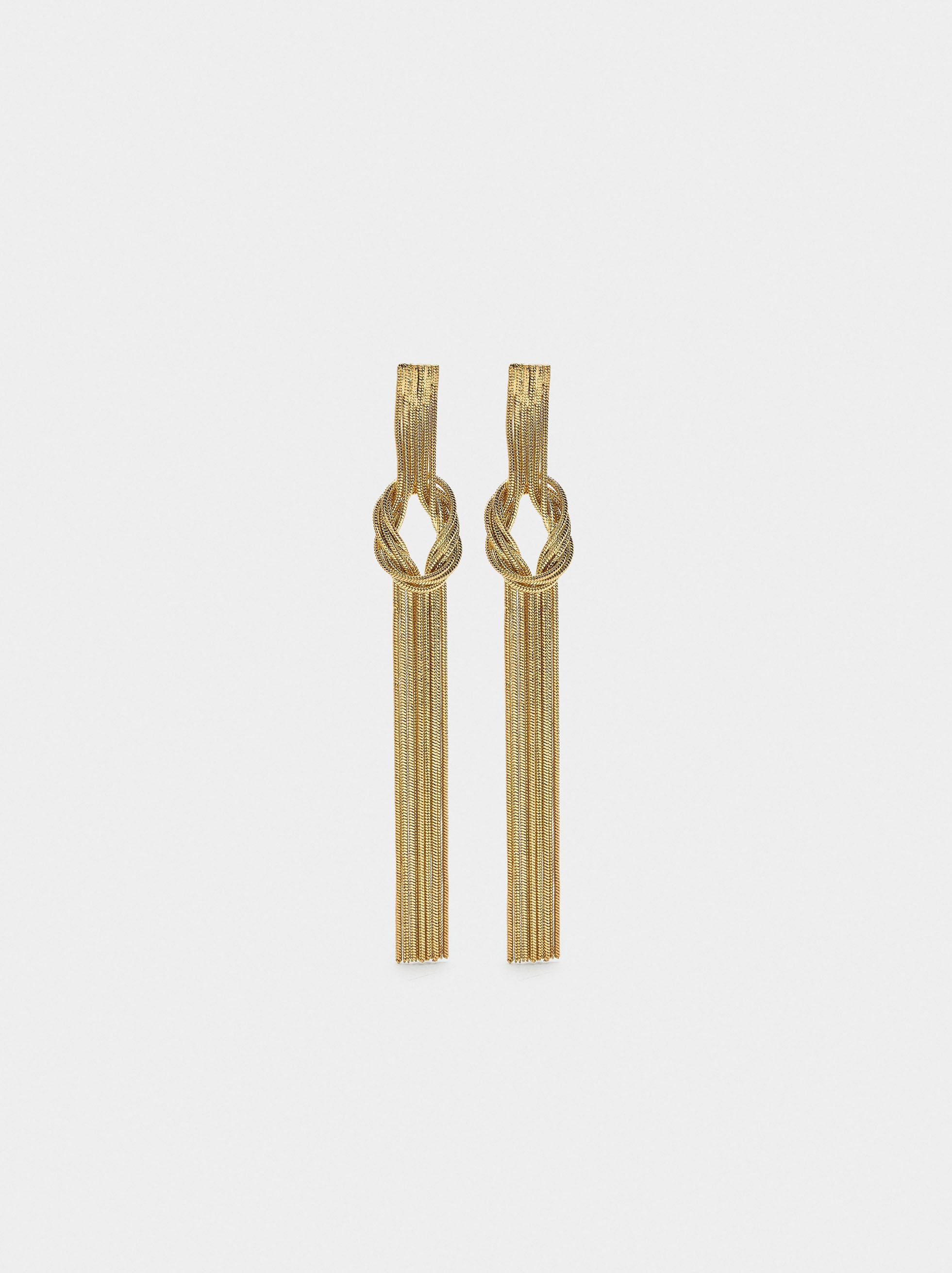 Pendientes Largos Con Flecos Entrelazados