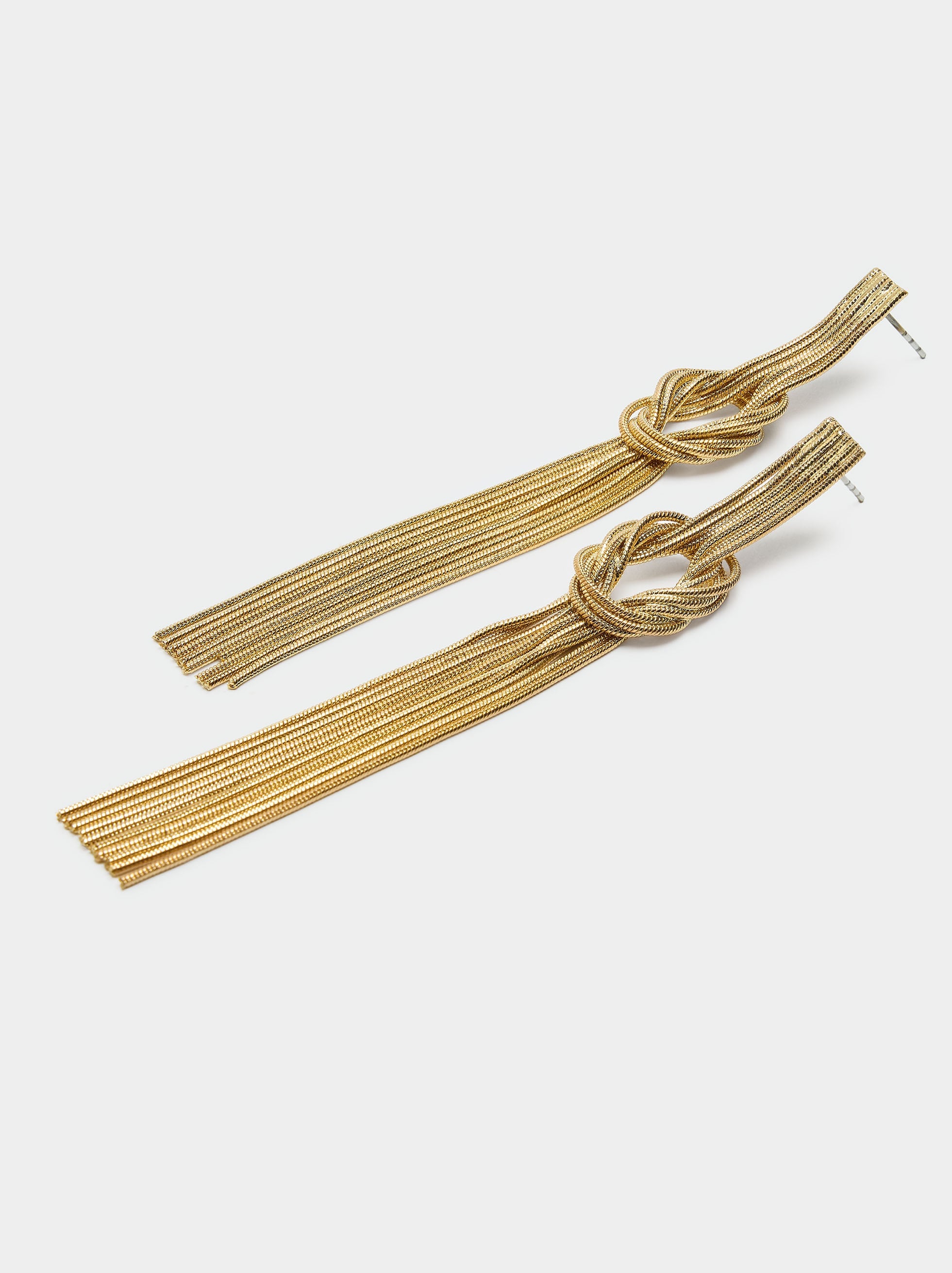 Pendientes Largos Con Flecos Entrelazados