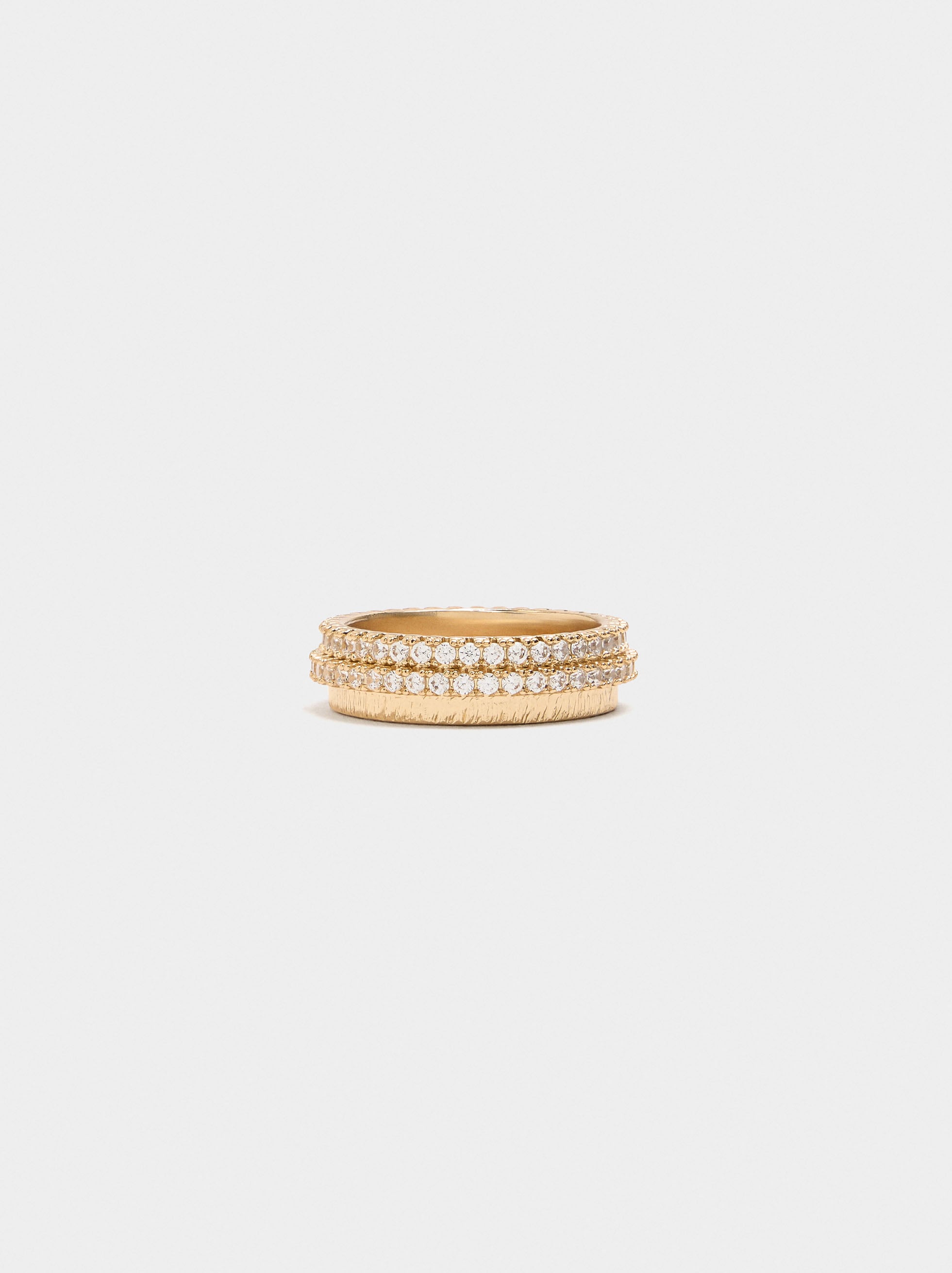 Anillo Efecto Triple Con Circonitas