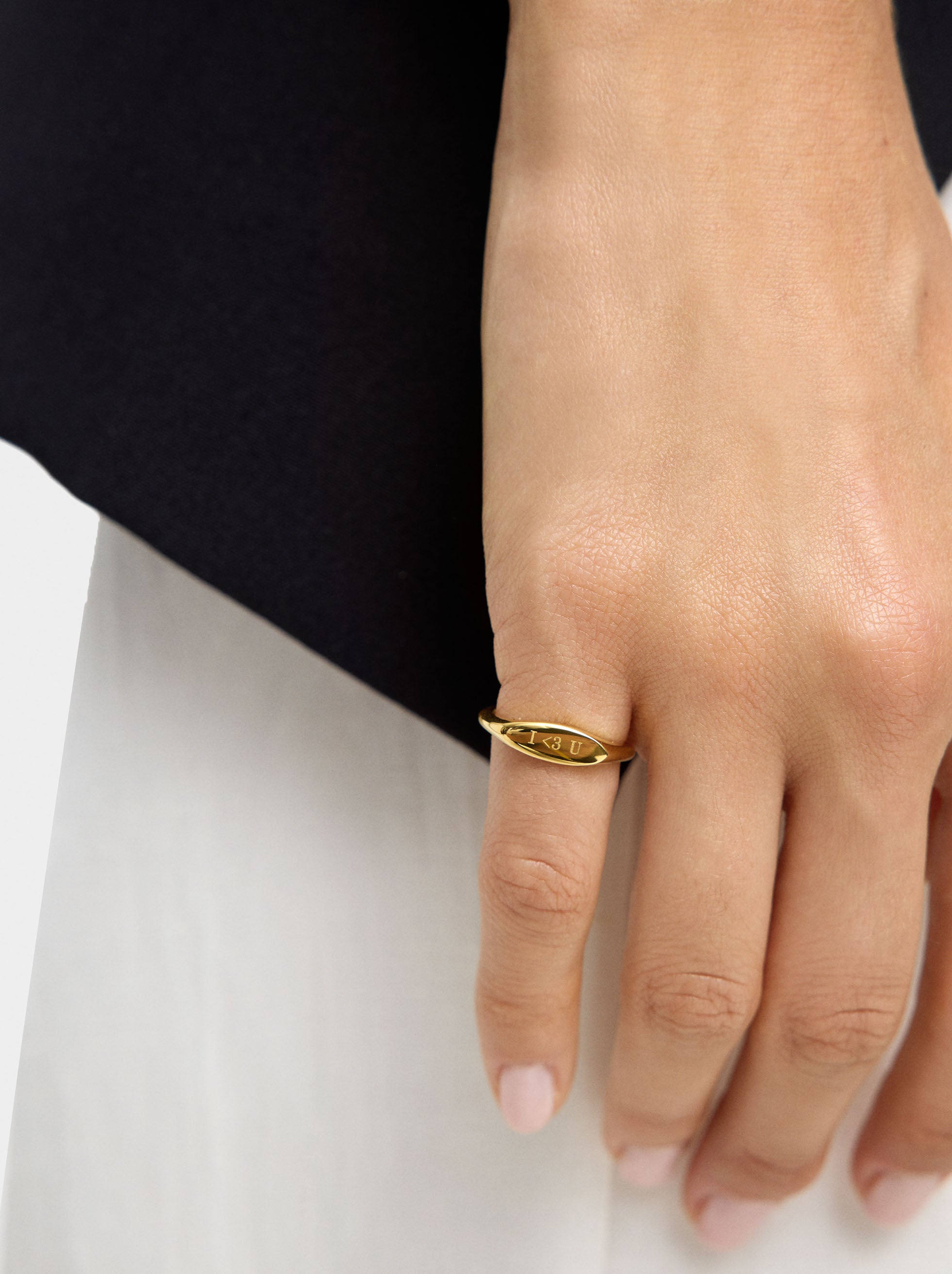 Anillo Sello Para Meñique I Love You - Acero Inoxidable
