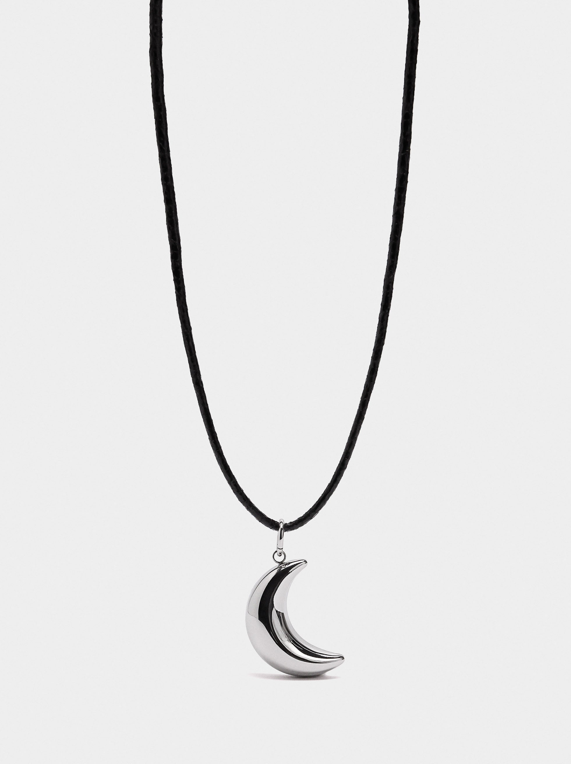 Collar De Cordón Con Media Luna - Acero Inoxidable