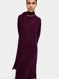Vestido Midi De Punto Con Bufanda