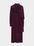 Vestido Midi De Punto Con Bufanda